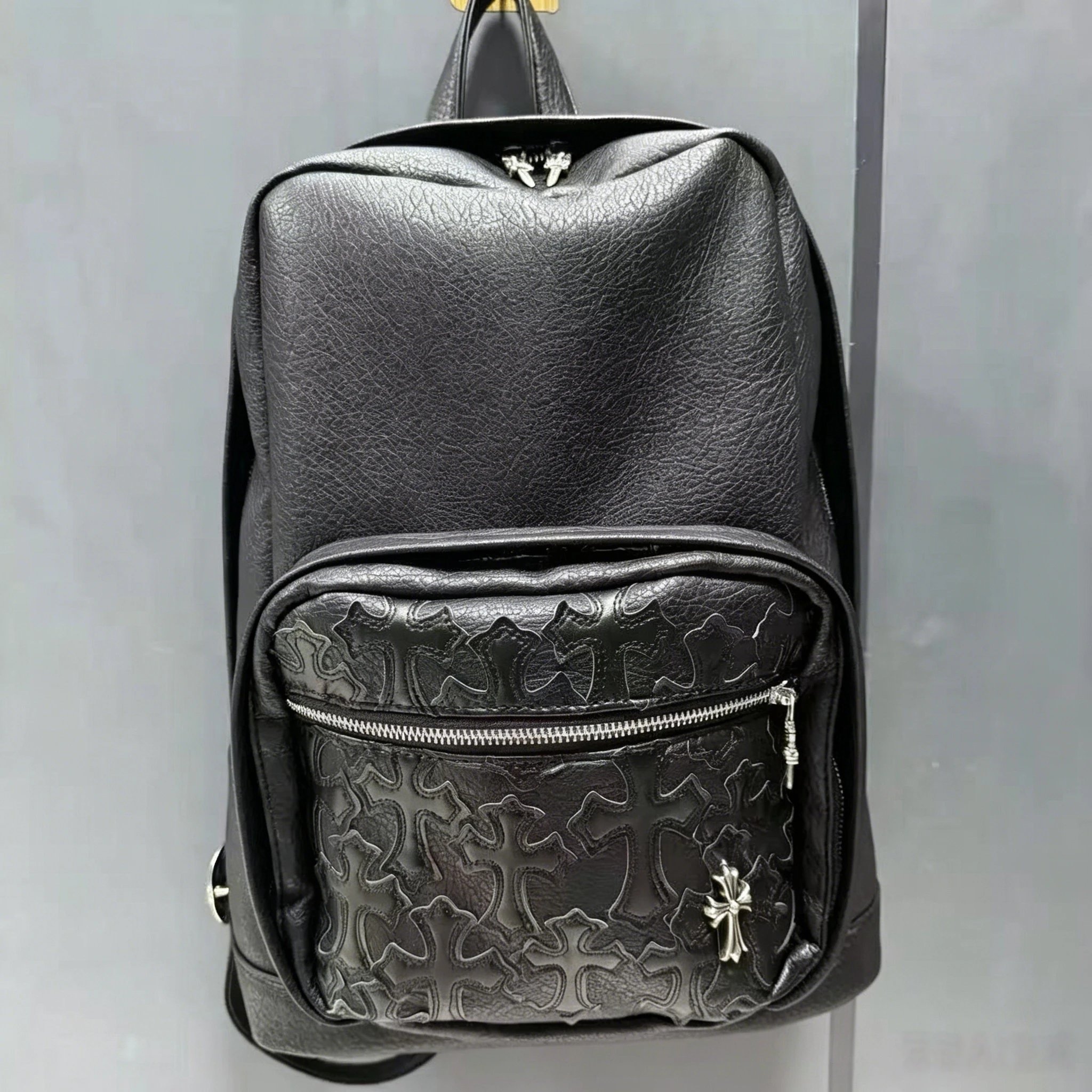 Unbranded Crossbody Bags Bowling bag with multicolour cross appliqués — Krosh backpack-black