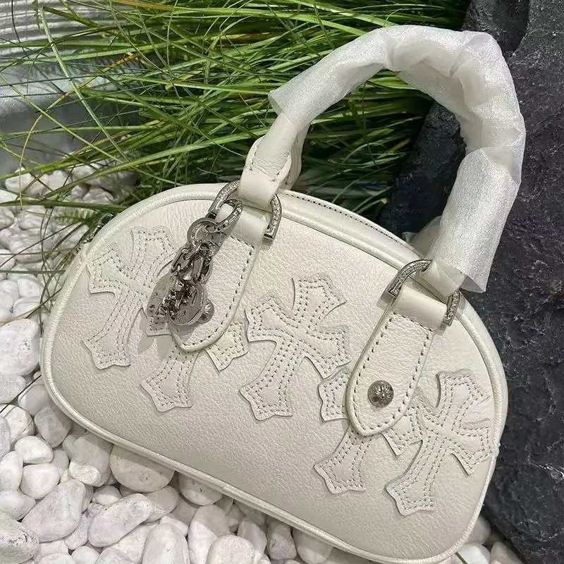 Unbranded Crossbody Bags Bowling bag with multicolour cross appliqués — Krosh bowling bag – pure white