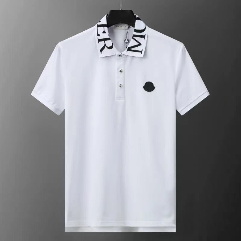 Moncler Shirt Logo Collar Polo White
