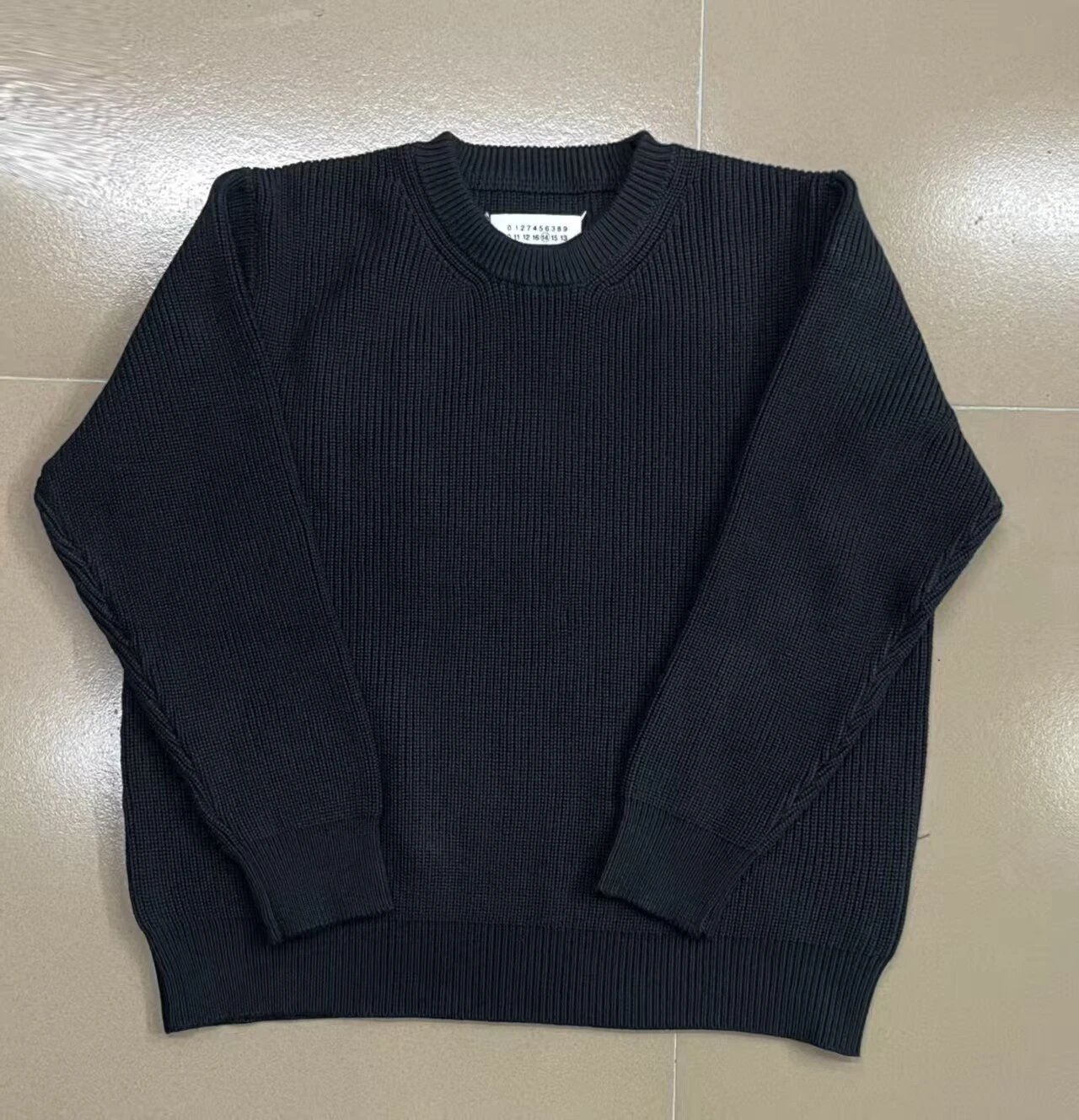 M6 Ma Family Four-Corner Gray-Black Crew Neck Loose Pullover Knit Sweater Original Heavyweight Unisex Couple Sweater TM1055277240868