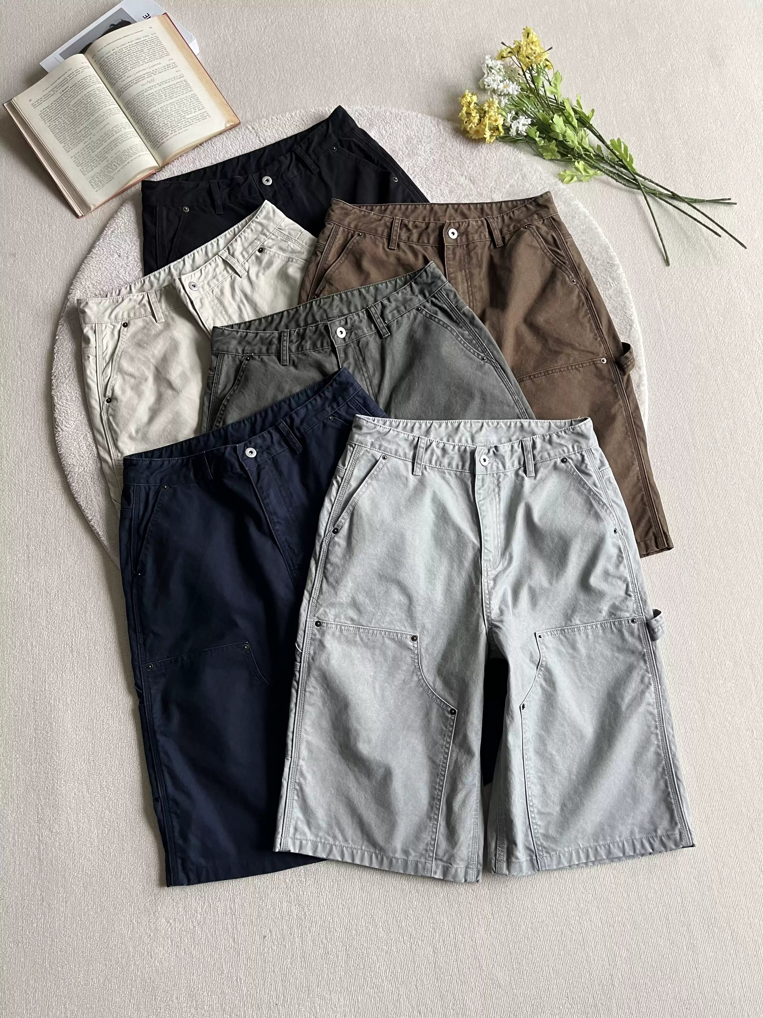 Xanvas six color modified b01 pair of knee workwear shorts, six or seven quarter length shorts, loose and casual, clean fit for summer
