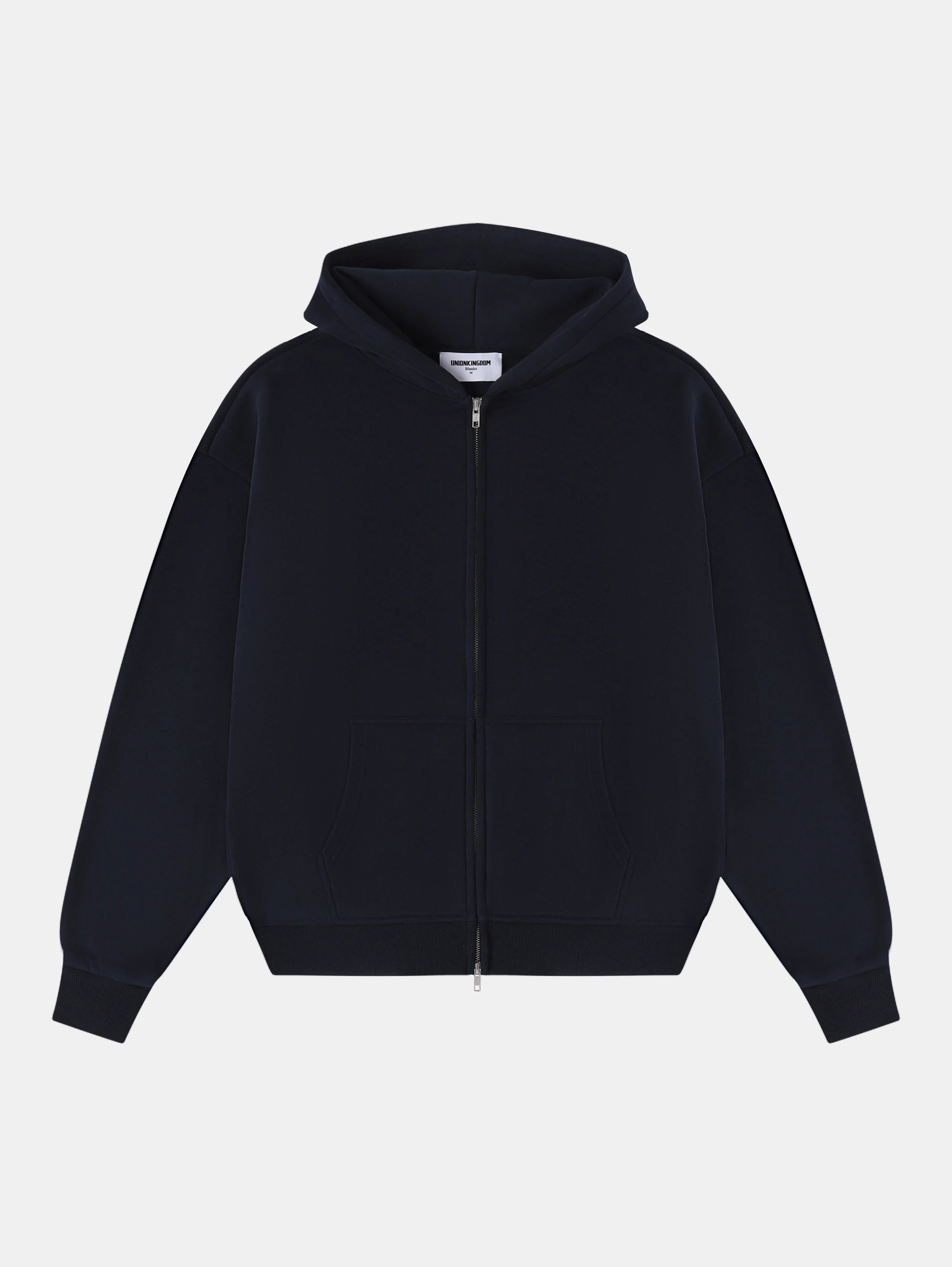 Navy blue zip up jacket with YKK double zippers