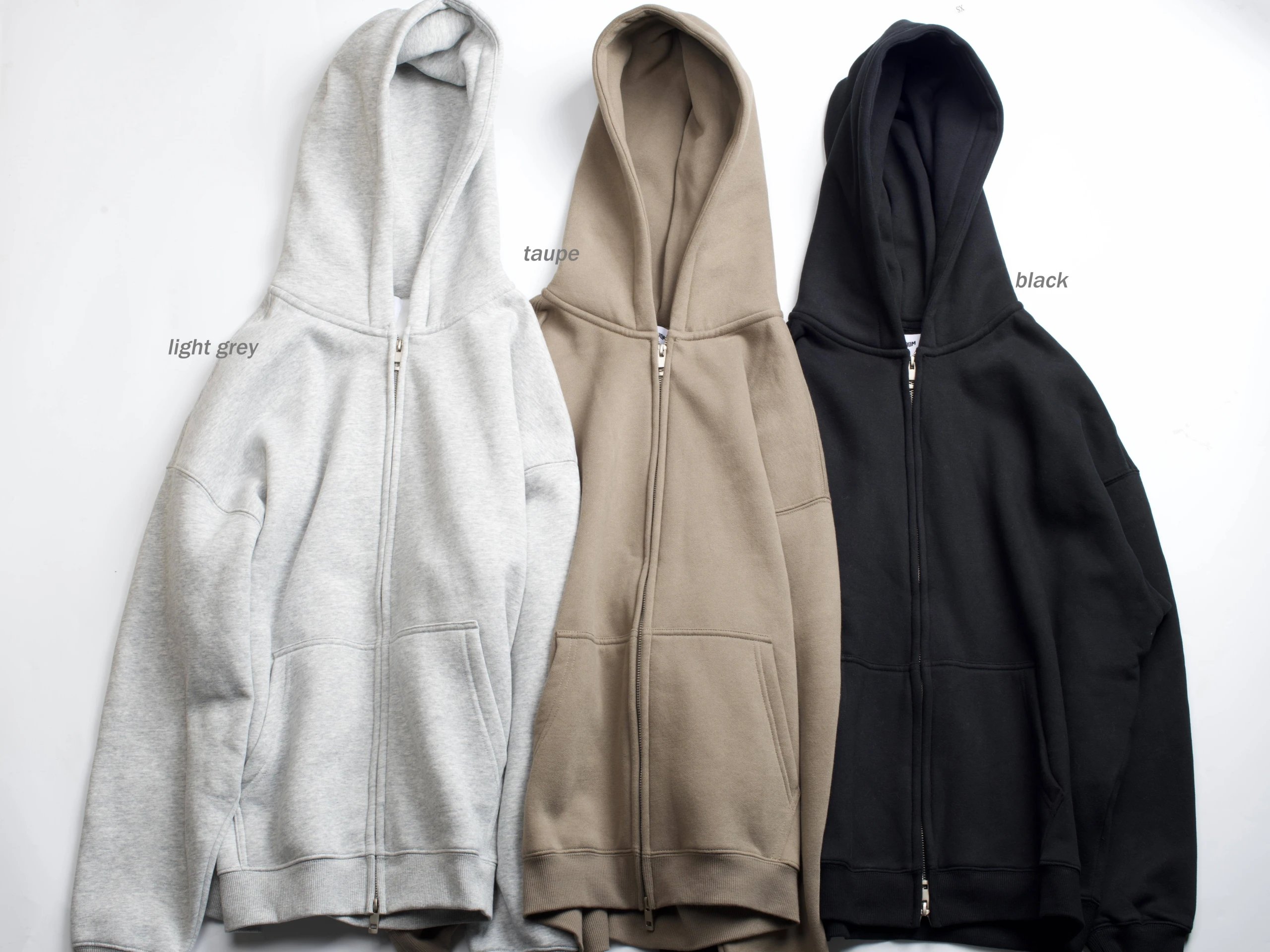 Khaki jacket (taupe zip up) with regular double zippers, sold out without restocking