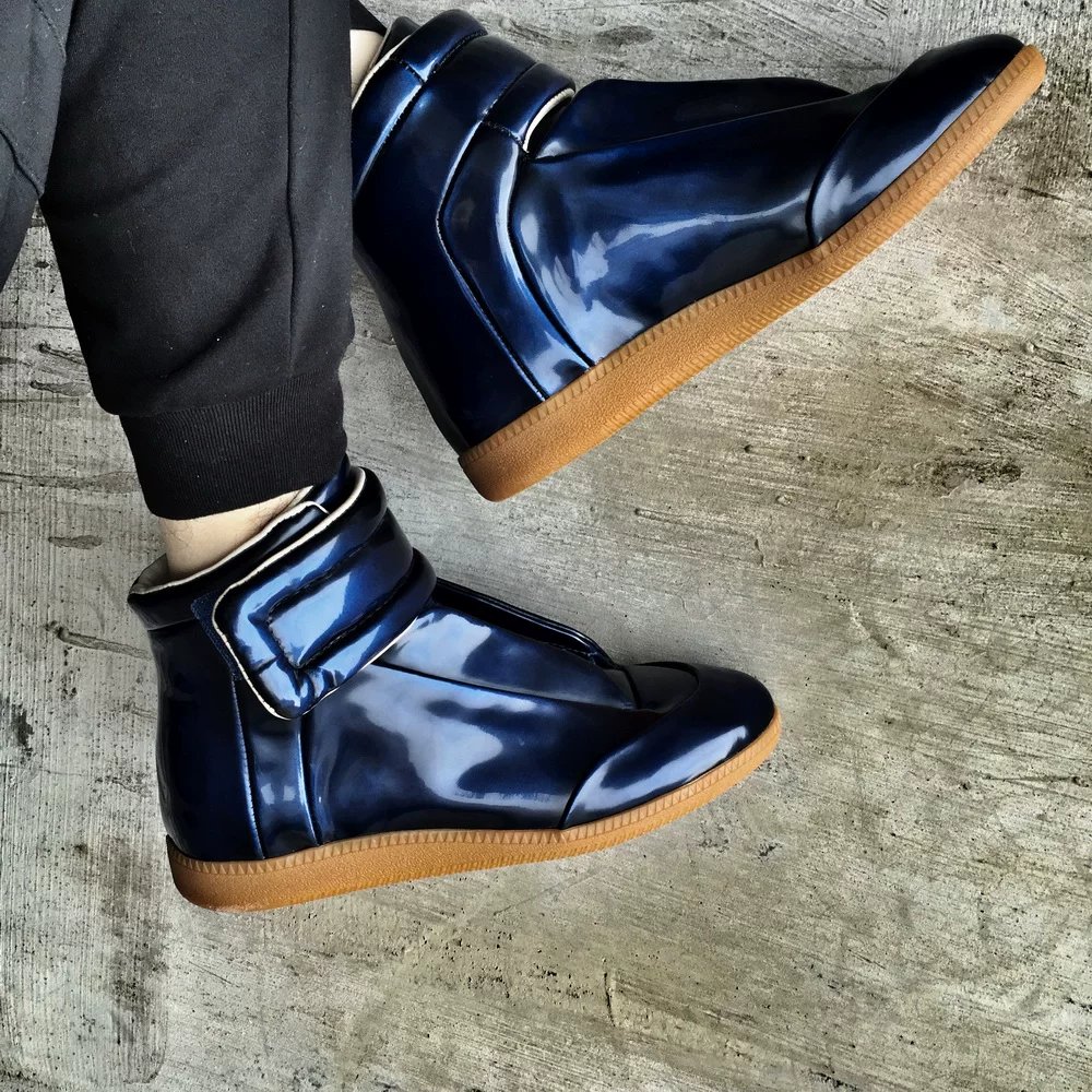 Deep blue patent leather