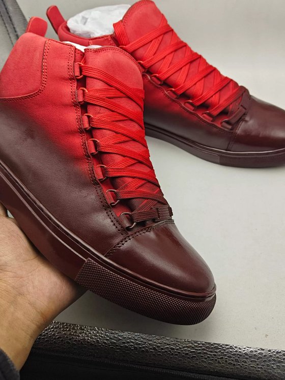 New foreign trade plus size color blocked BAL Paris INS trendy style spray painted high top men's shoes leather sports board shoes