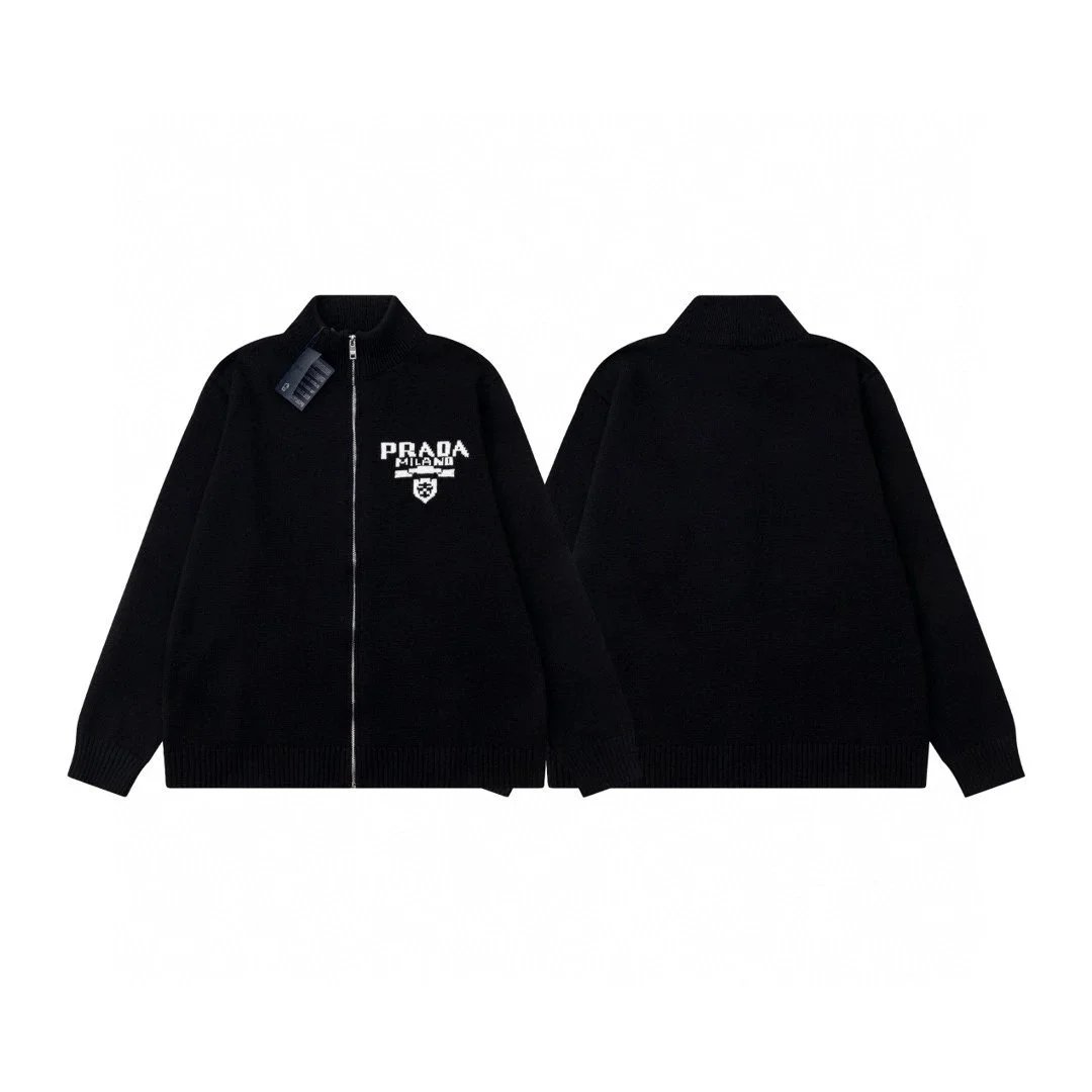 Prada Logo Zip Cardigan