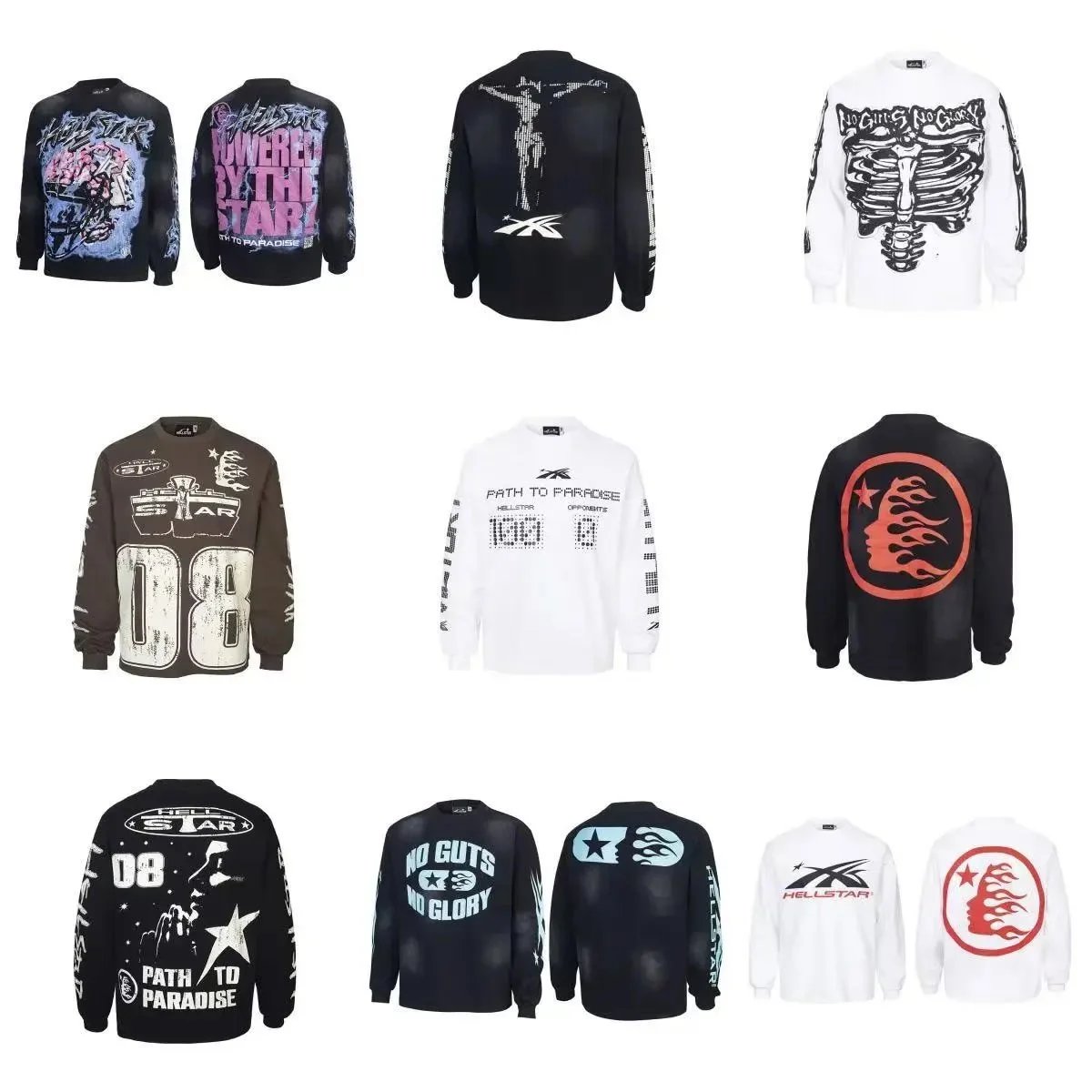 Hell Star American Print Long-Sleeve T-Shirt