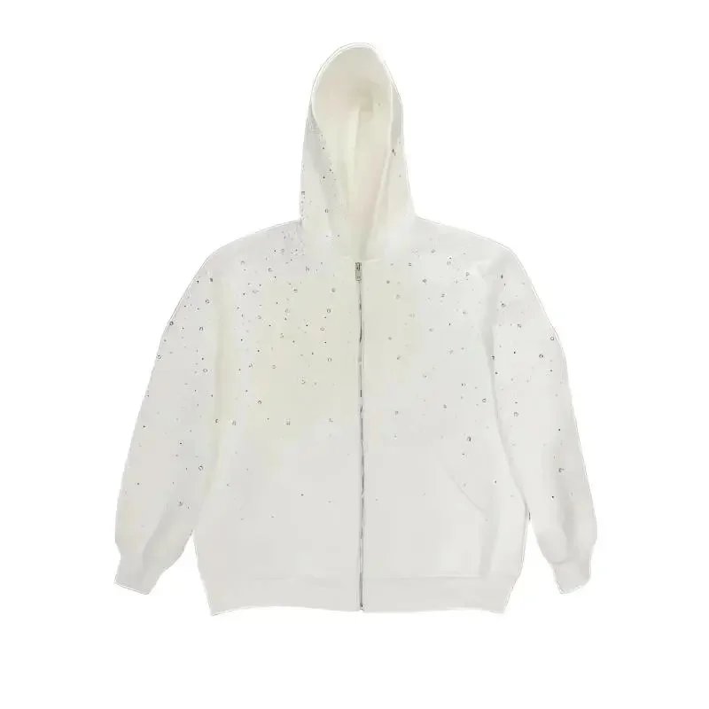 Rhinestone Zip Up Hoodie