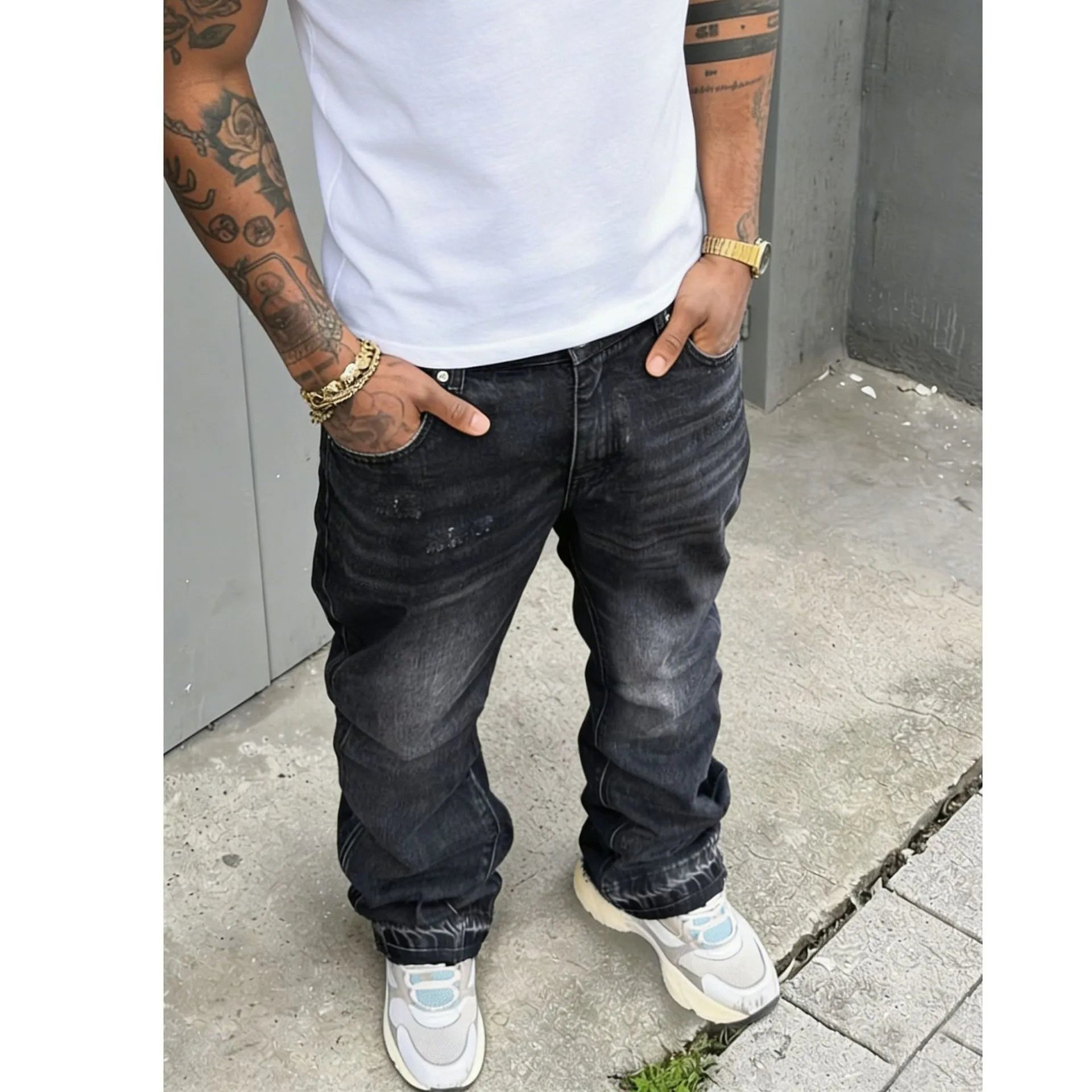 Men Washed Denim Jeans