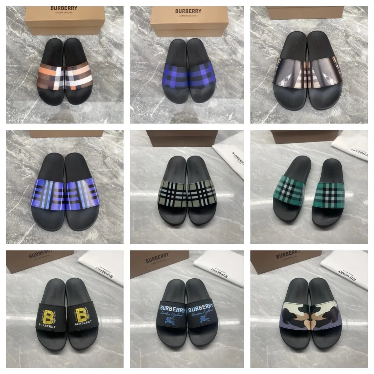 Burberry Check Slides Multiple Styles