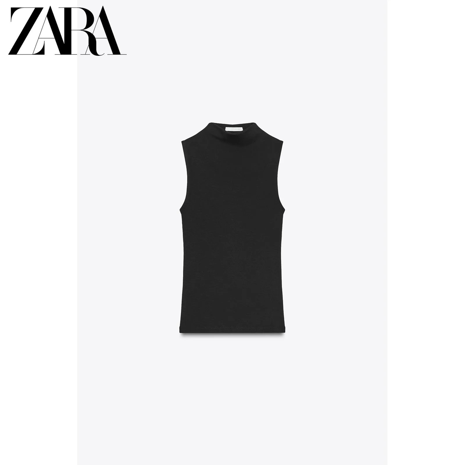 ZARA2025冬季新品 女装 高领无袖棉质莫代尔上衣TM982956547940