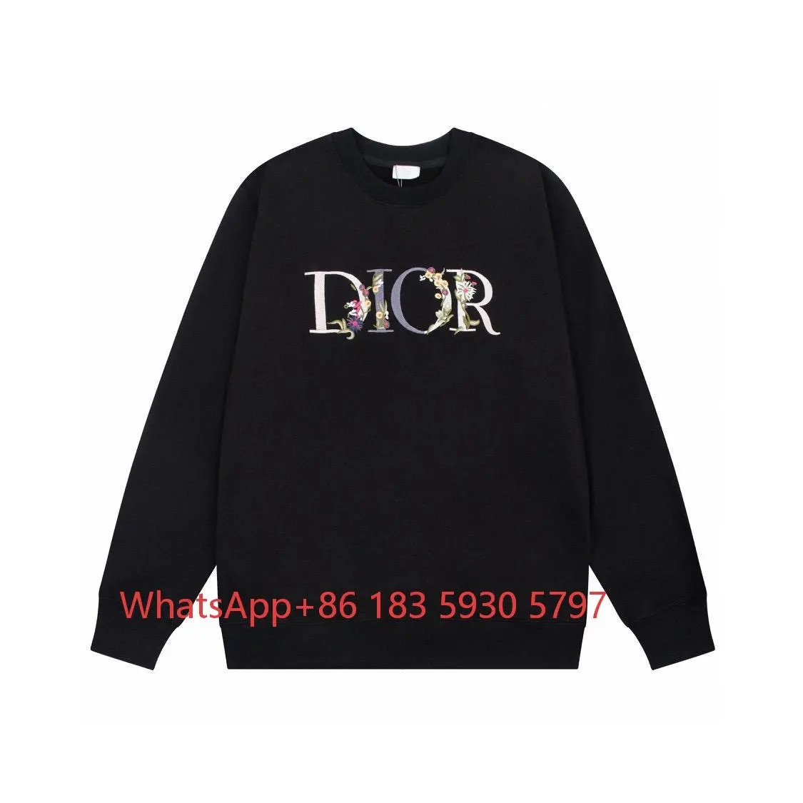 Dior Floral Logo Crewneck Sweatshirt - Black