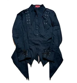 thumbnail for Pre-sale - HAssClub Independent Body Line Gothic Bandage-Stitched Tailcoat Shirt, Black and White Two-Color