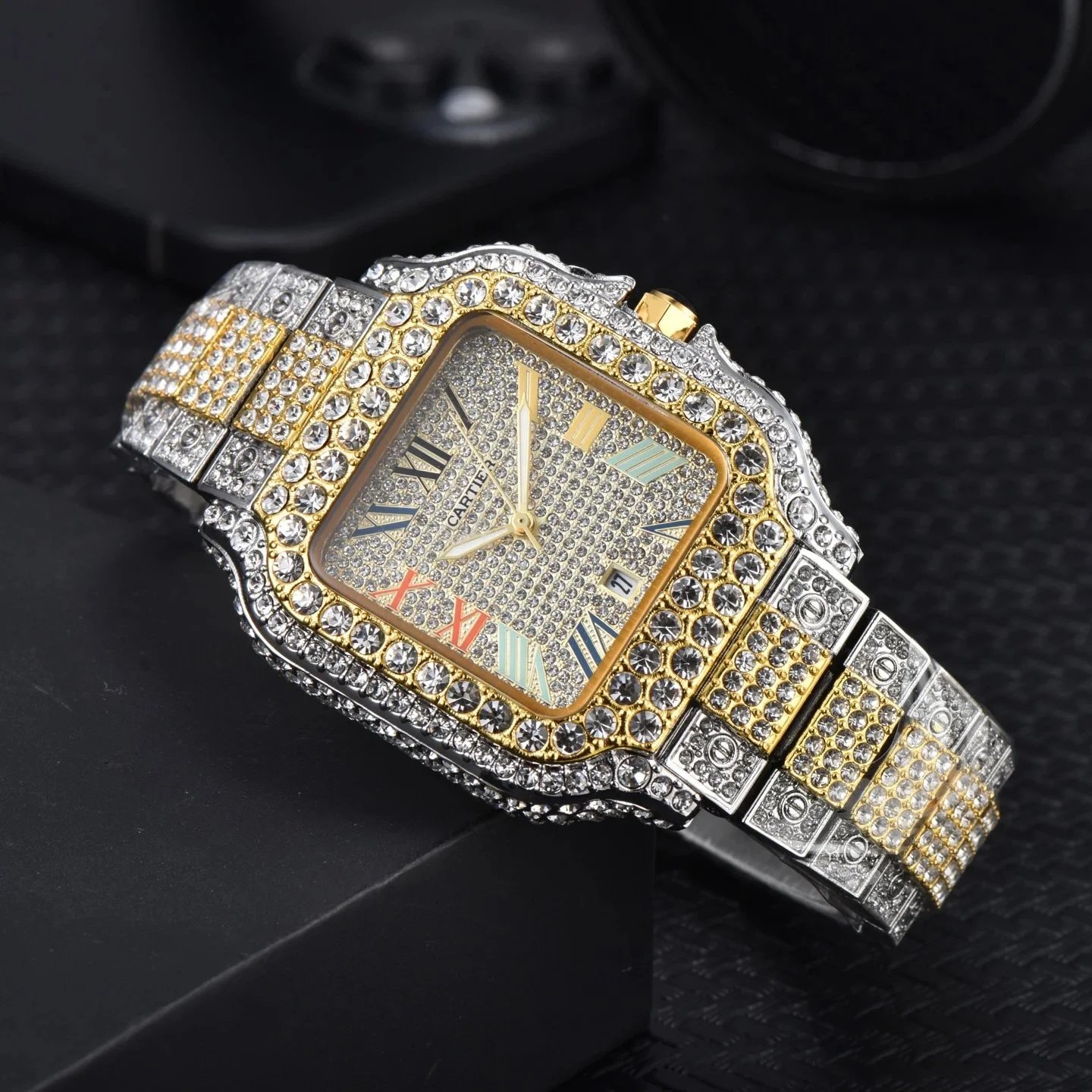Cartier Watches Crystal-Embellished Square Dial Date Watch image 5
