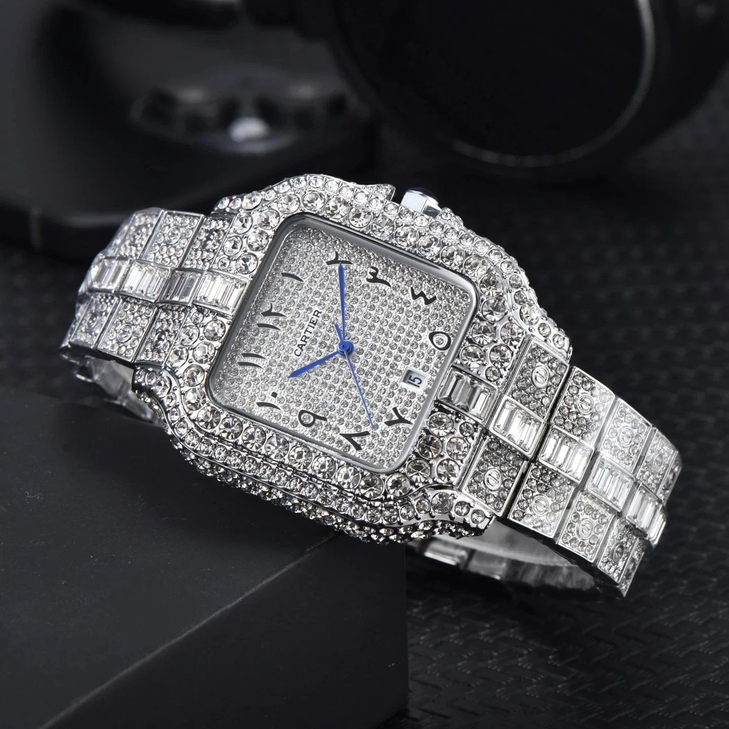 Cartier Watches Crystal-Embellished Square Dial Date Watch image 9