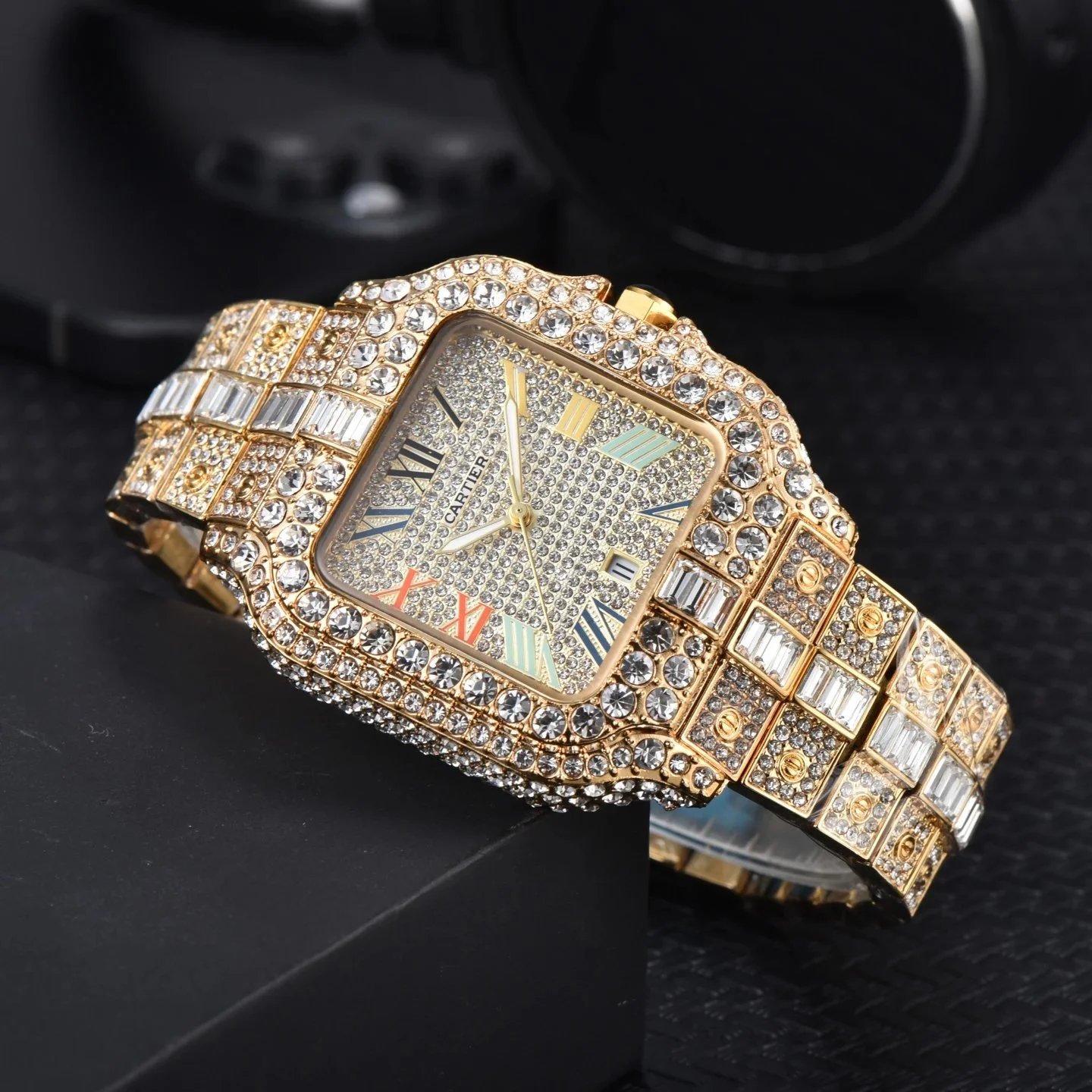 Cartier Watches Crystal-Embellished Square Dial Date Watch image 14