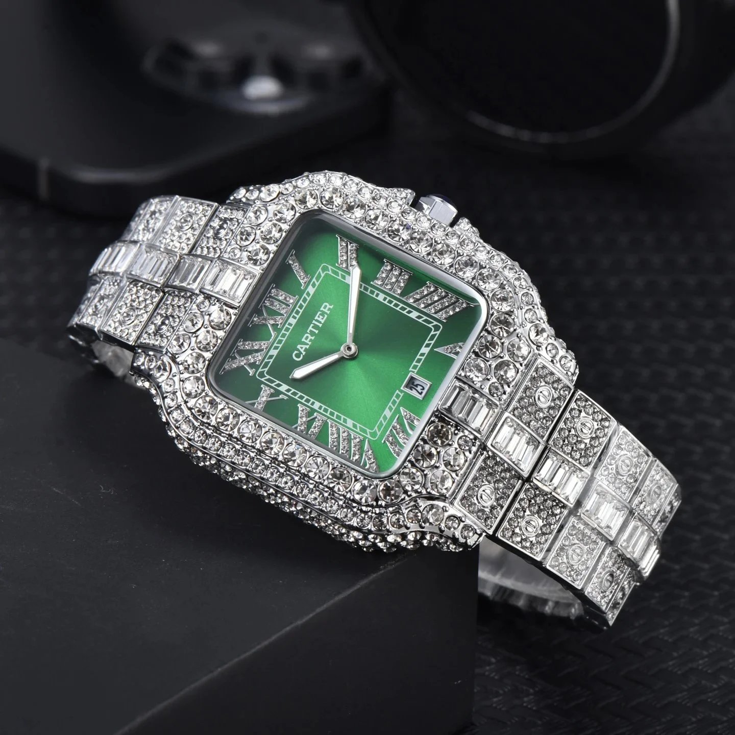 Cartier Watches Crystal-Embellished Square Dial Date Watch — 22