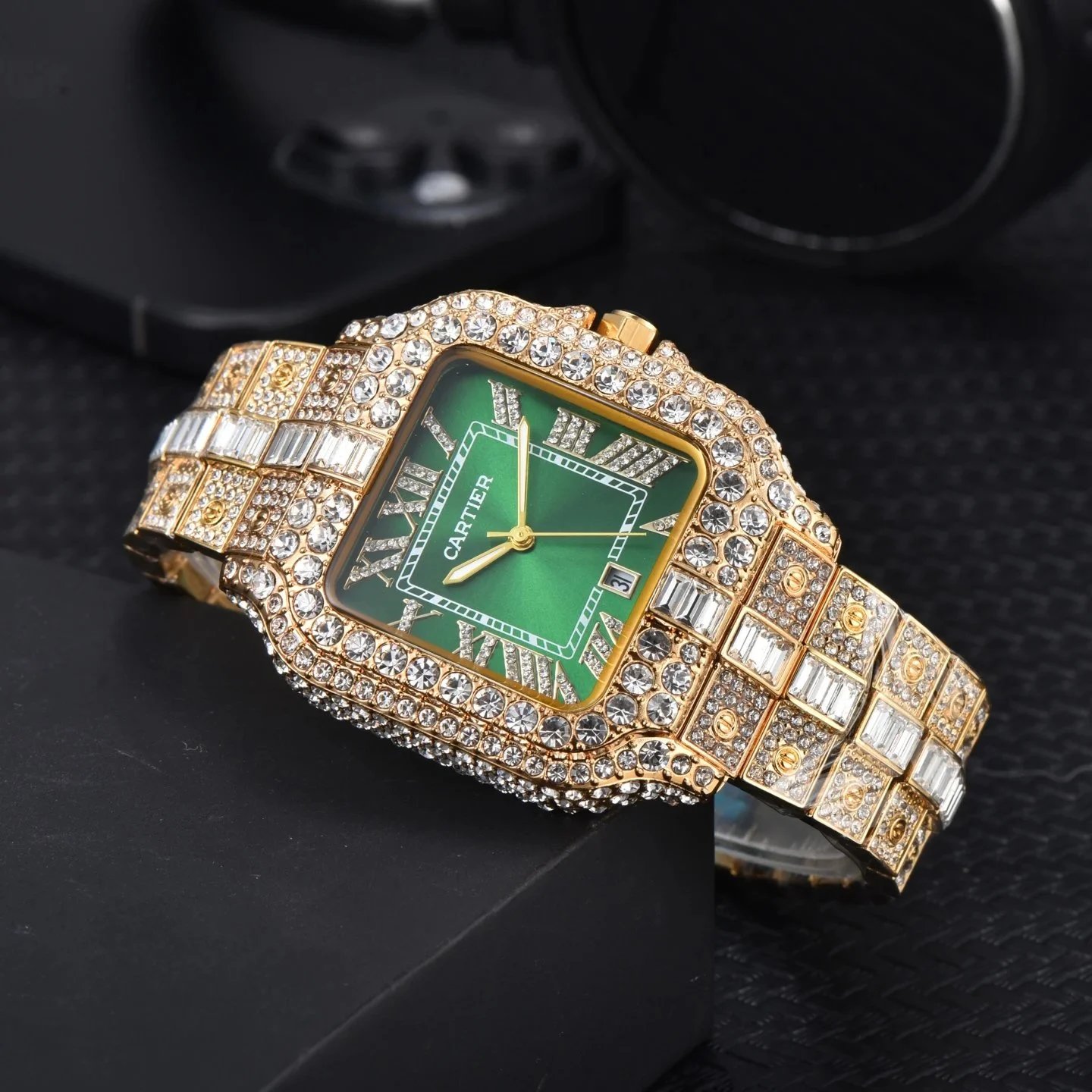 Cartier Watches Crystal-Embellished Square Dial Date Watch — 28