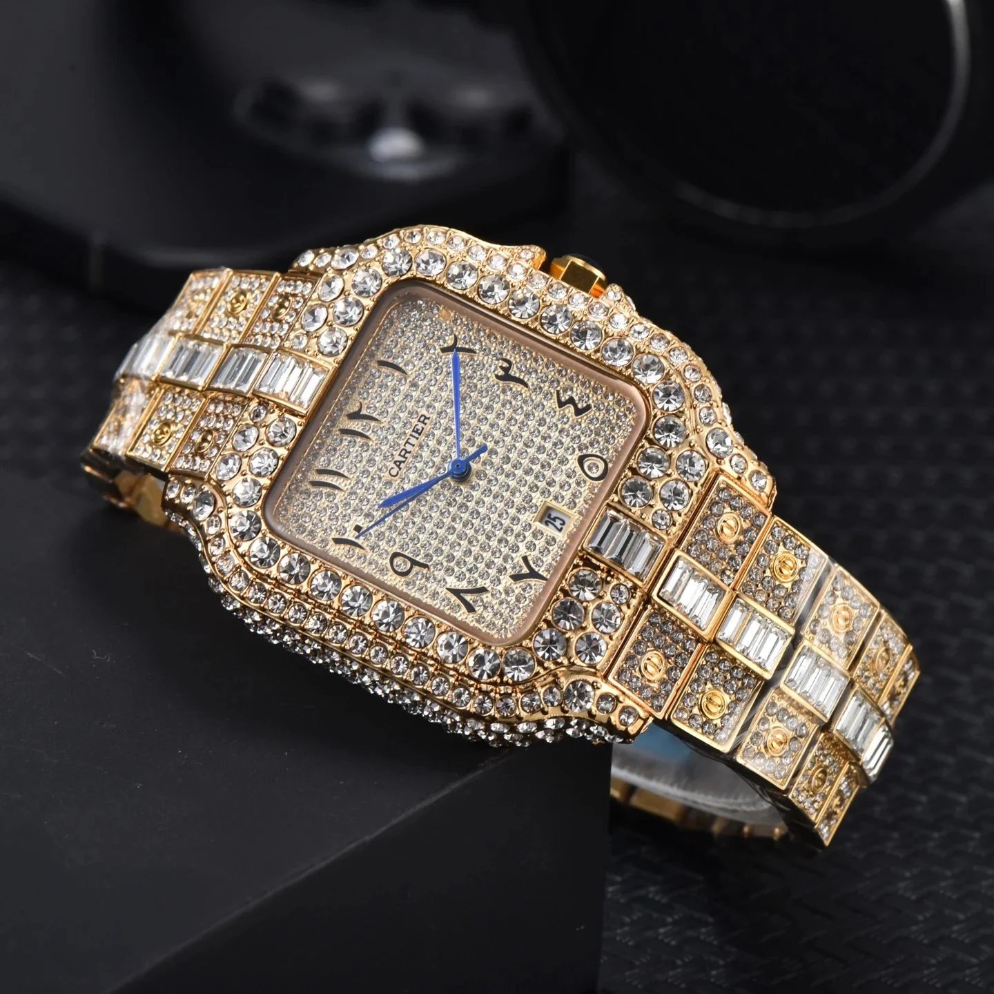 Cartier Watches Crystal-Embellished Square Dial Date Watch — 15