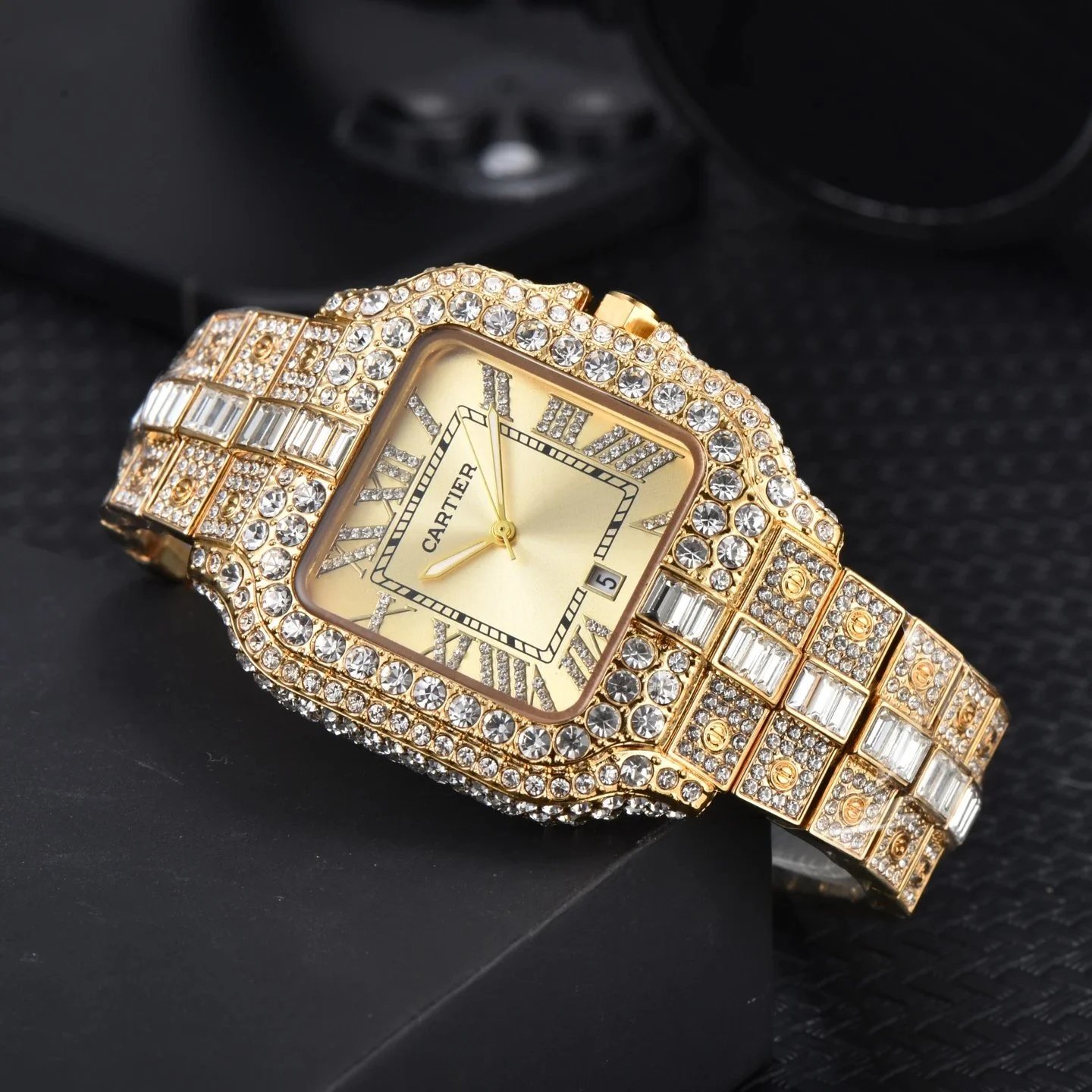 Cartier Watches Crystal-Embellished Square Dial Date Watch — 27
