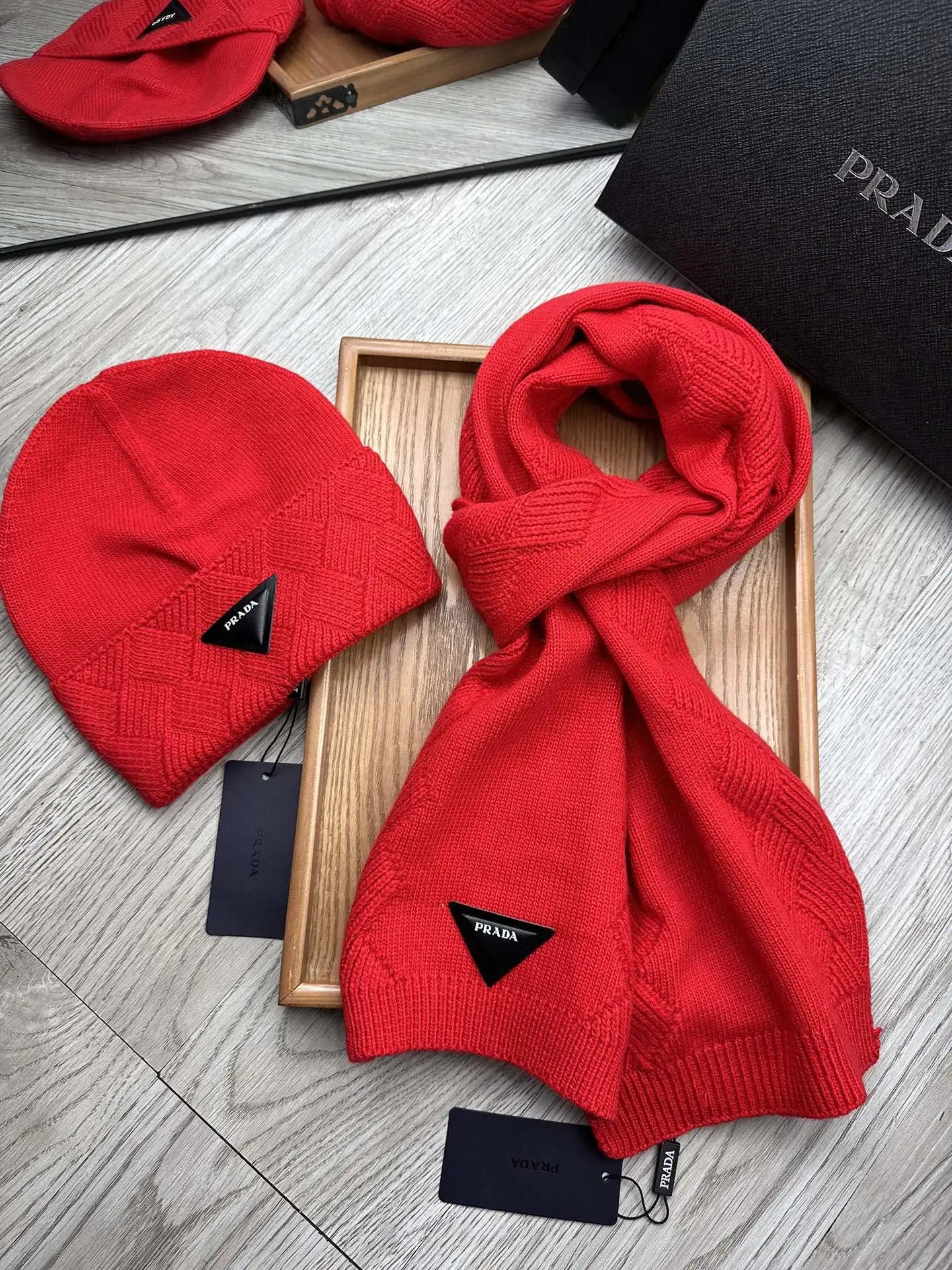 Prada Wool Rabbit Fur Scarf & Hat Set Ver.B — Photo 8