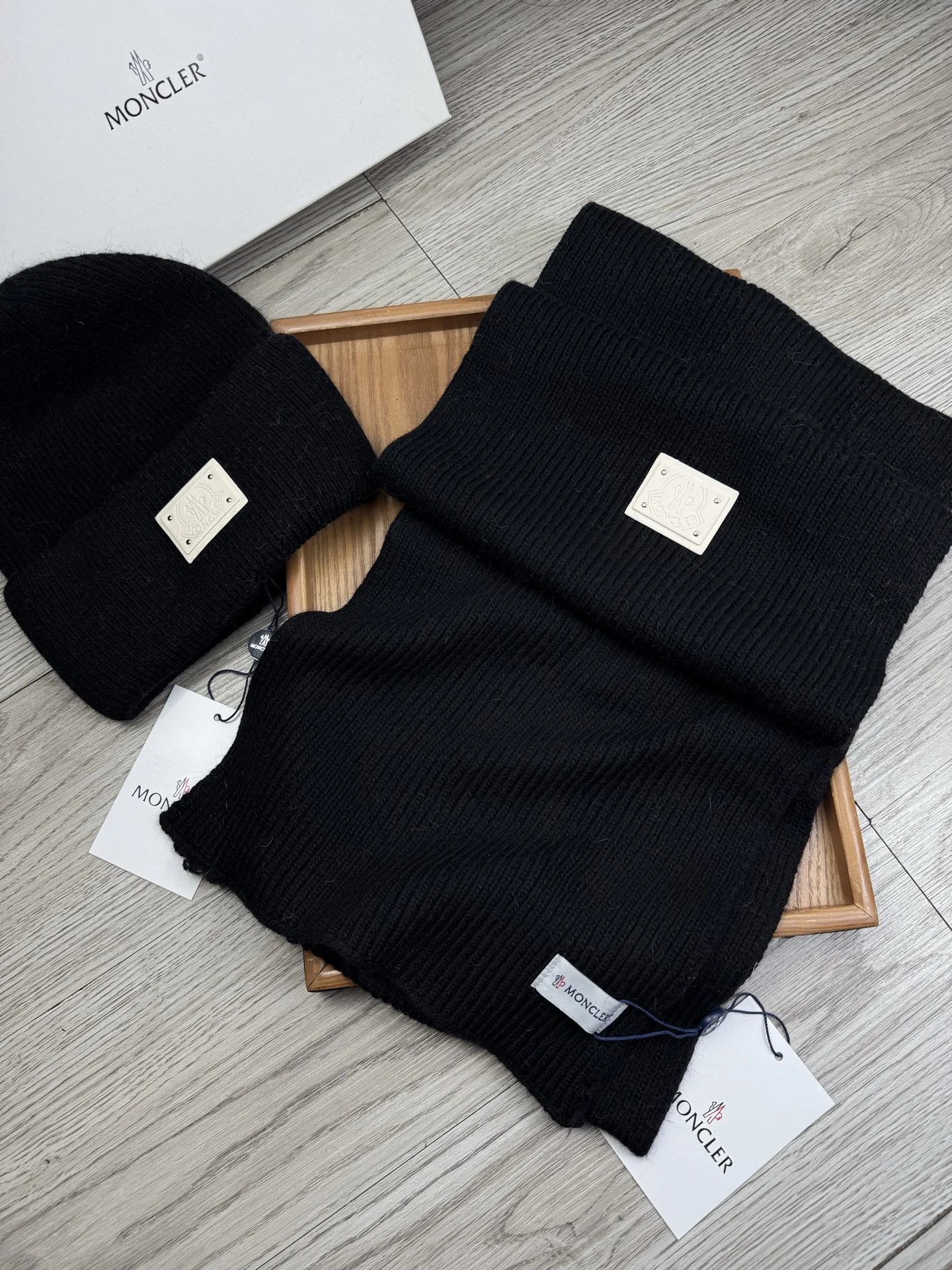 Moncler Wool Rabbit Fur Scarf & Hat Set Ver.A — QC