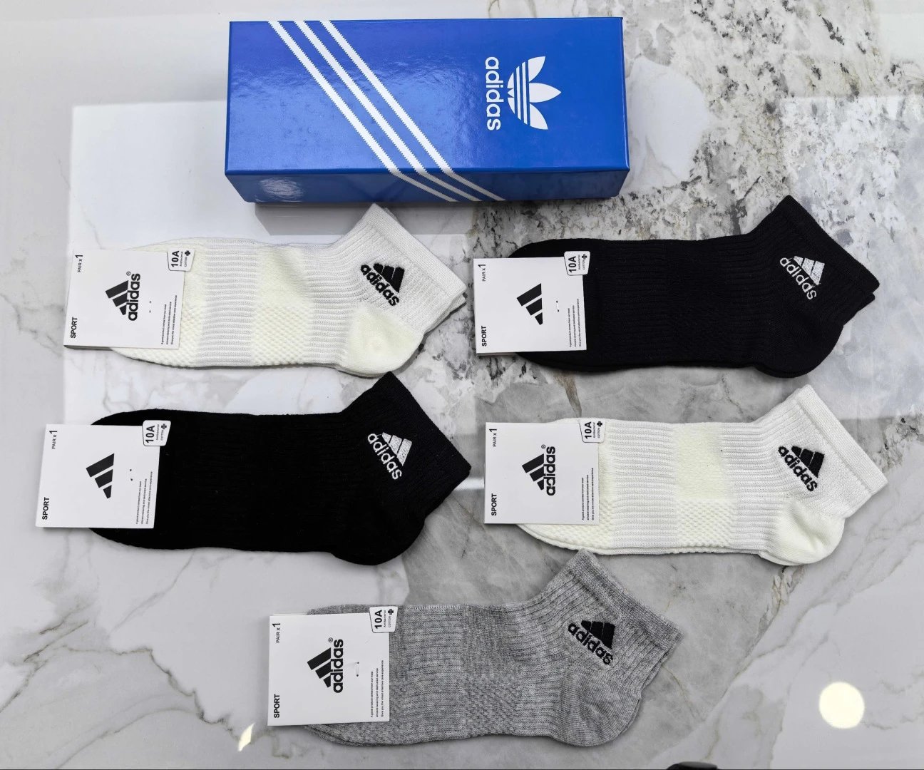 Adidas Embroidered Quarter Socks 5-Pair Box Ver.C — QC