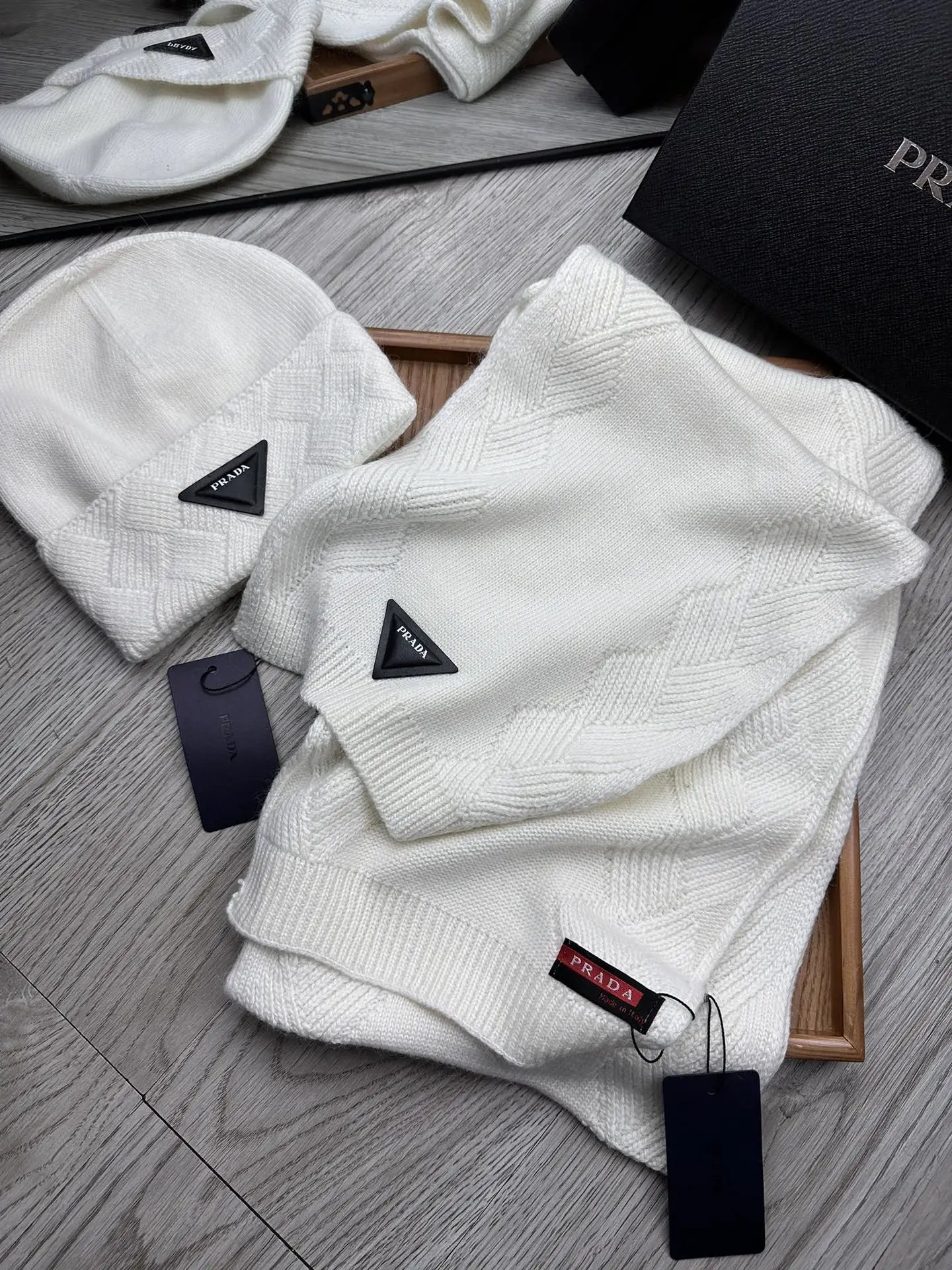 Prada Wool Rabbit Fur Scarf & Hat Set Ver.C — Photo 6