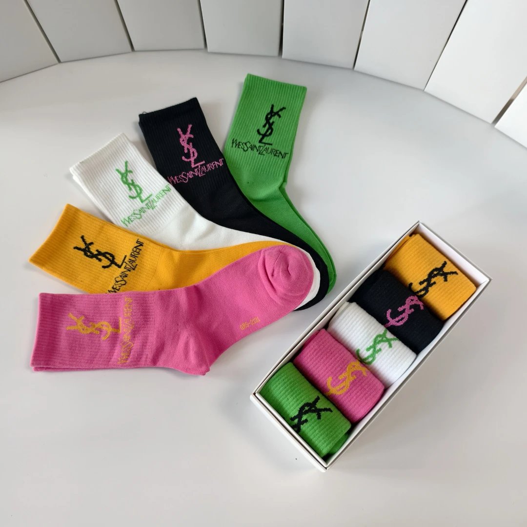 Saint Laurent Crew Socks 5-Pair Box Ver.B — photo 8