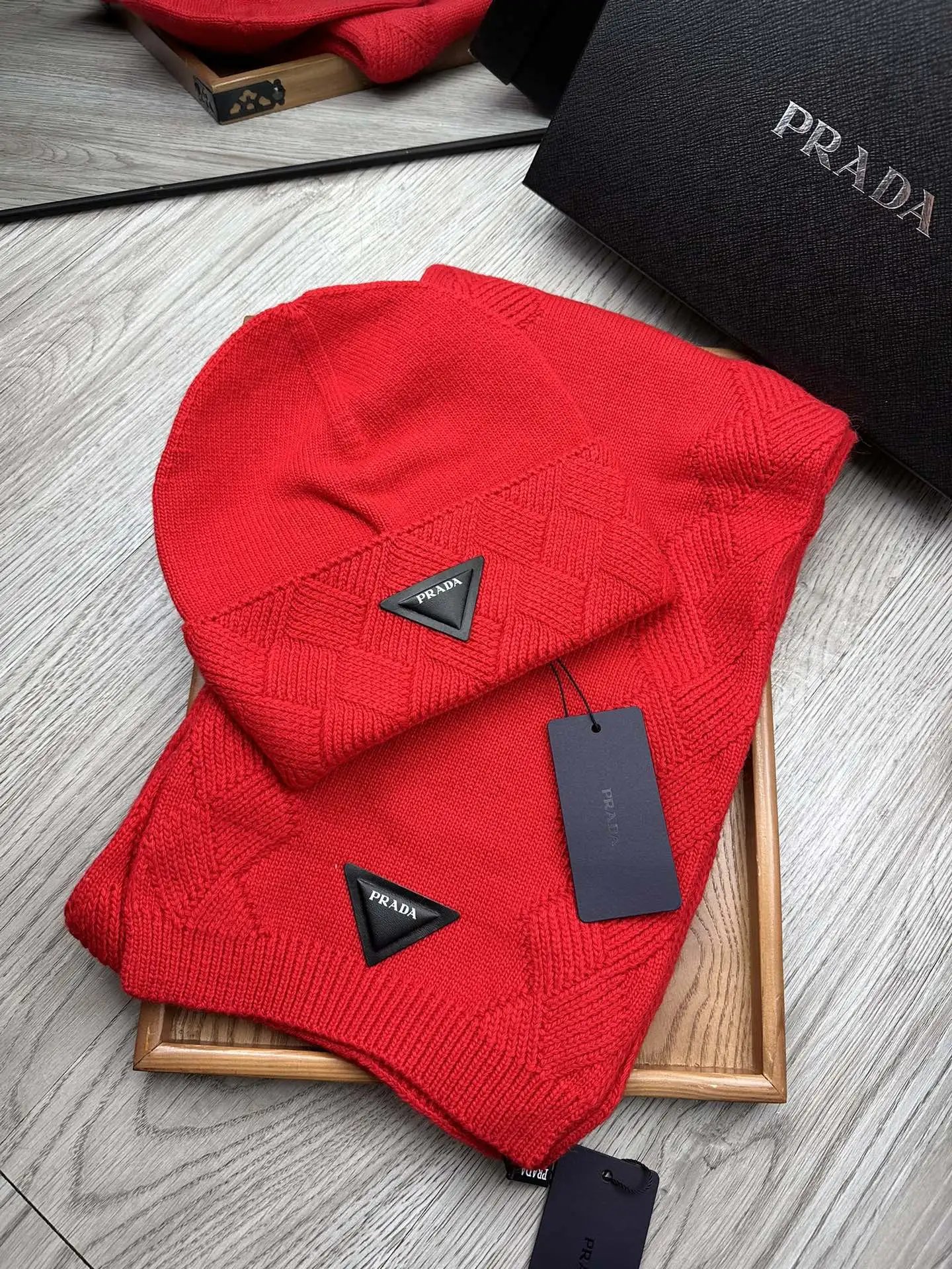 Prada Wool Rabbit Fur Scarf & Hat Set Ver.B — Photo 2