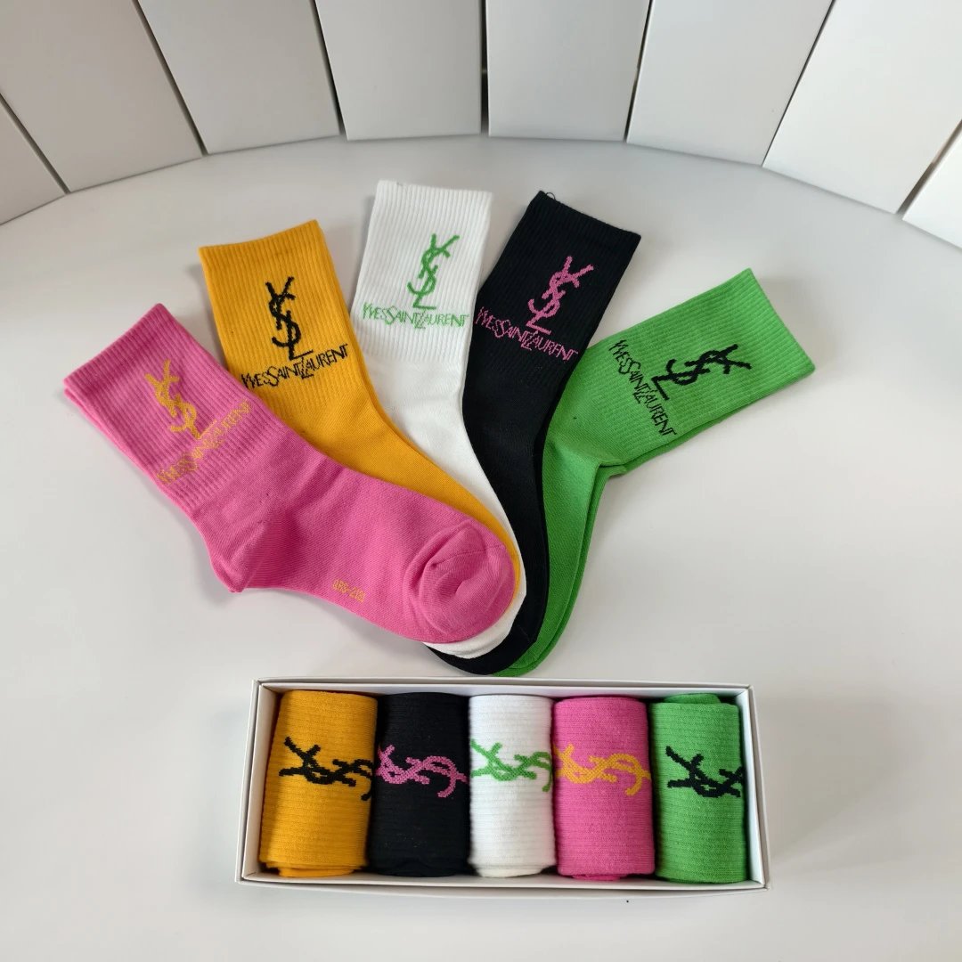 Saint Laurent Crew Socks 5-Pair Box Ver.B — photo 7