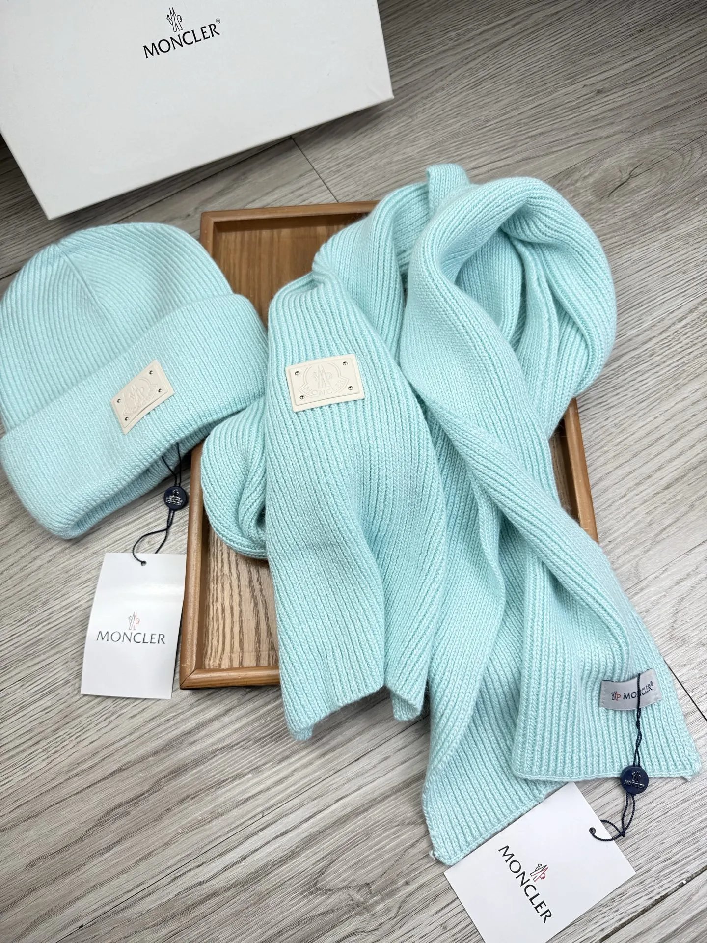 Moncler Wool Rabbit Fur Scarf & Hat Set Ver.C — QC