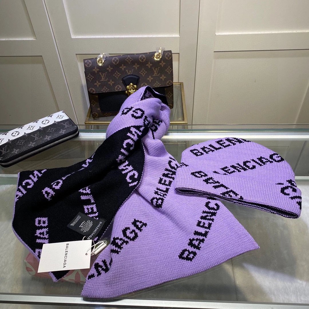 Balenciaga Wool Cashmere Scarf & Hat Set Ver.B — QC