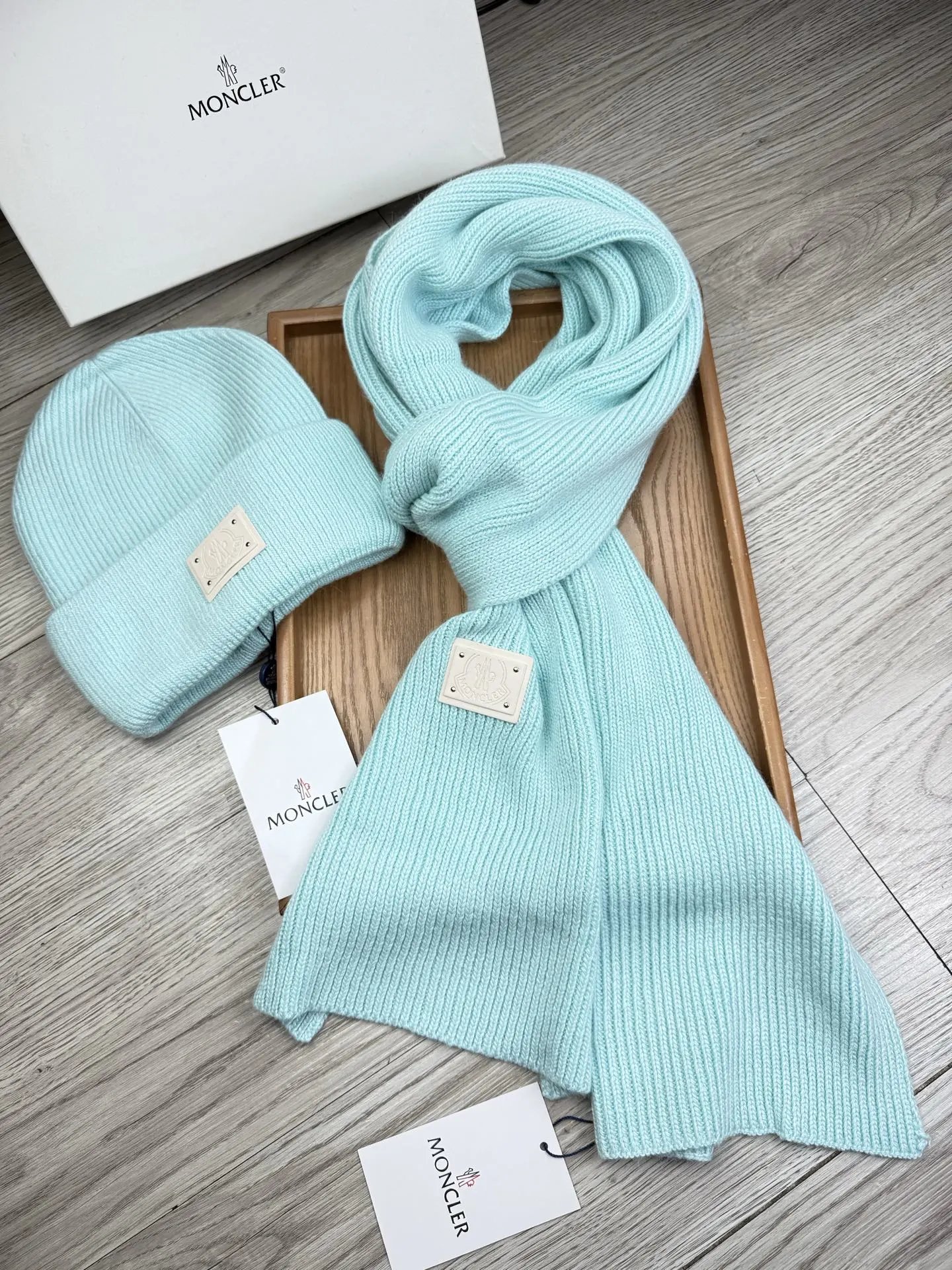 Moncler Wool Rabbit Fur Scarf & Hat Set Ver.C — QC