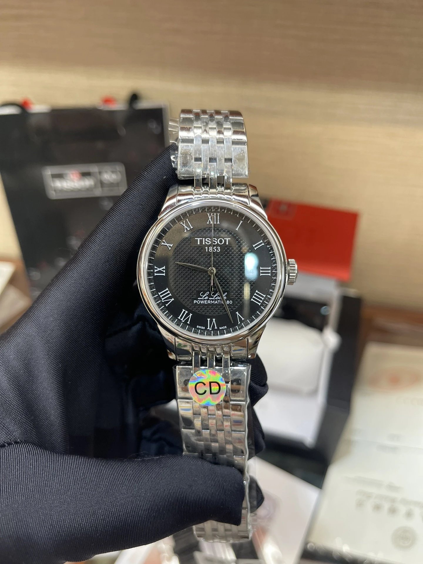 Tissot Le Locle Powermatic 80 roestvrijstalen horloge met zwarte wijzerplaat