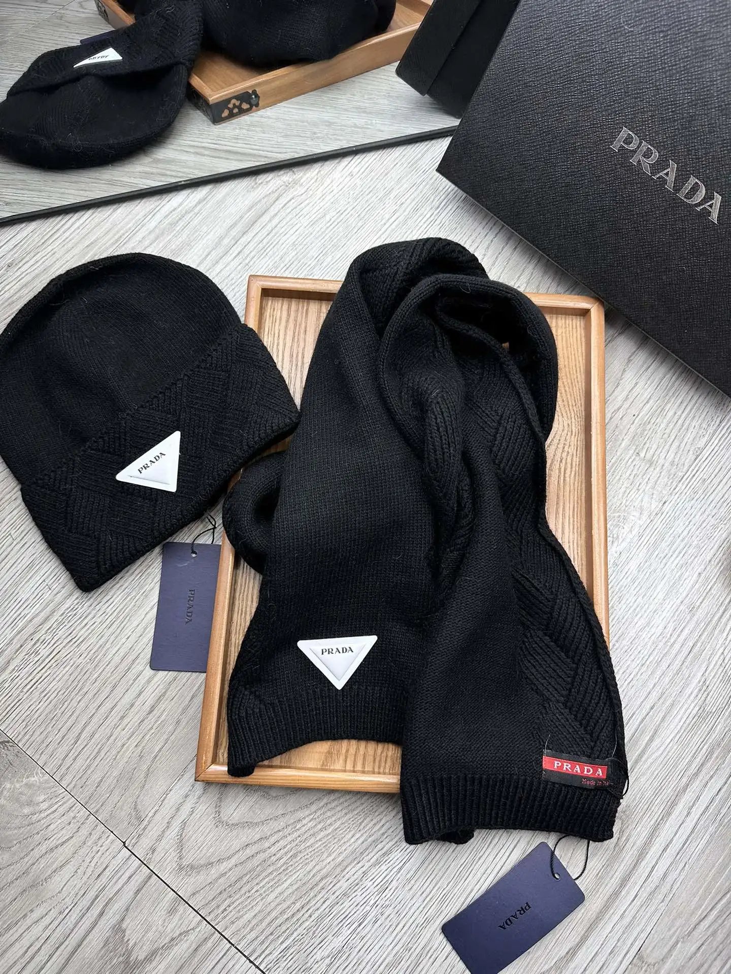 Prada Wool Rabbit Fur Scarf & Hat Set Ver.A — Photo 8
