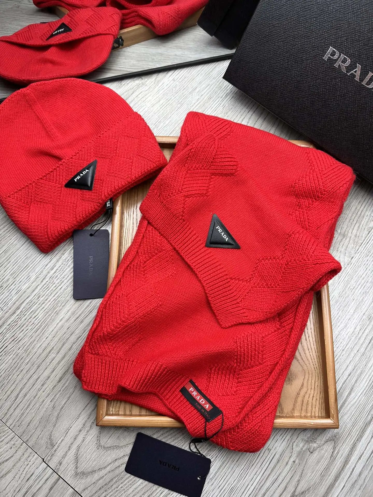 Prada Wool Rabbit Fur Scarf & Hat Set Ver.B — Photo 4