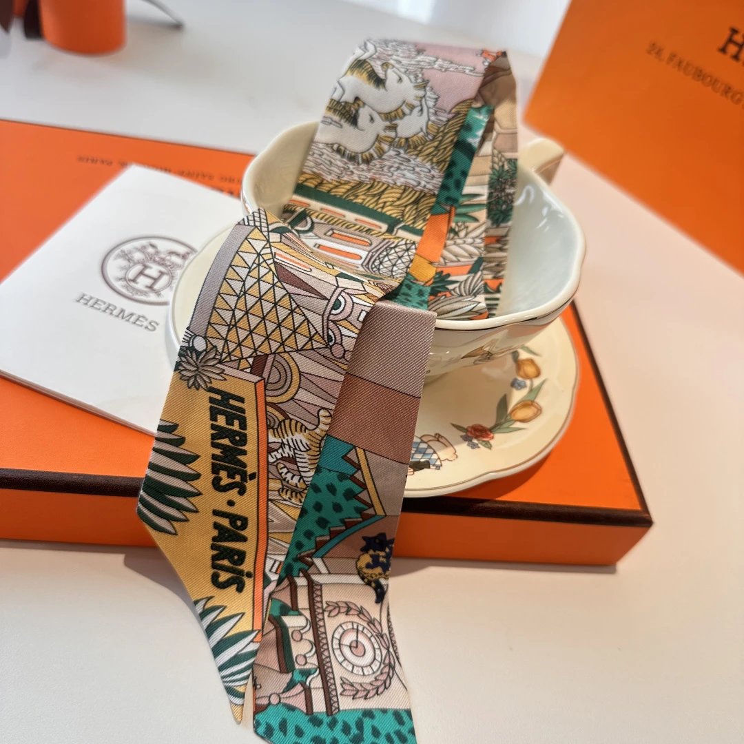 Hermes Silk Hair Ribbon Ver.H — Photo 8