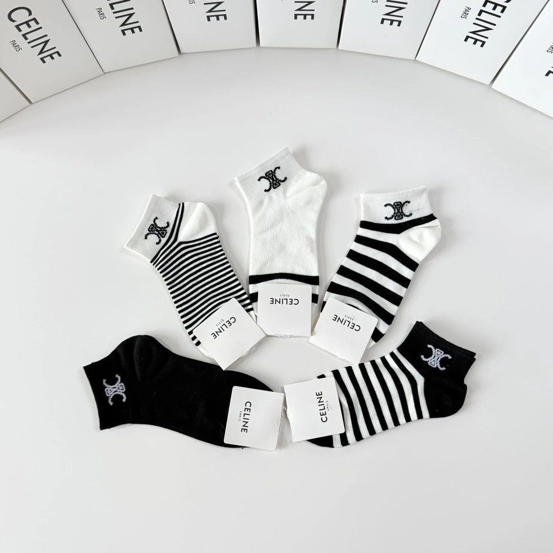 Celine Classic Quarter Socks 5-Pair Box — QC