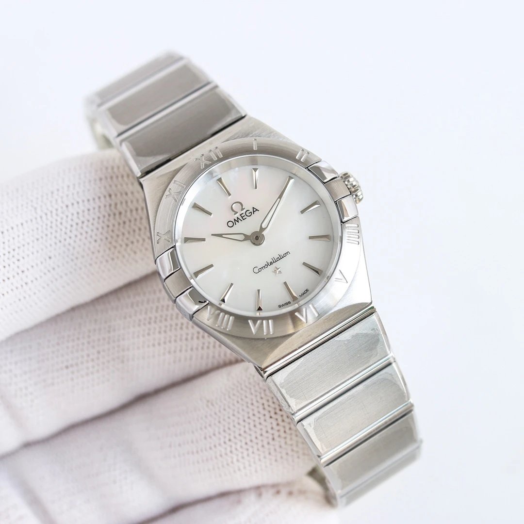Zegarek Omega Constellation z białą tarczą i bransoletą ze stali nierdzewnej