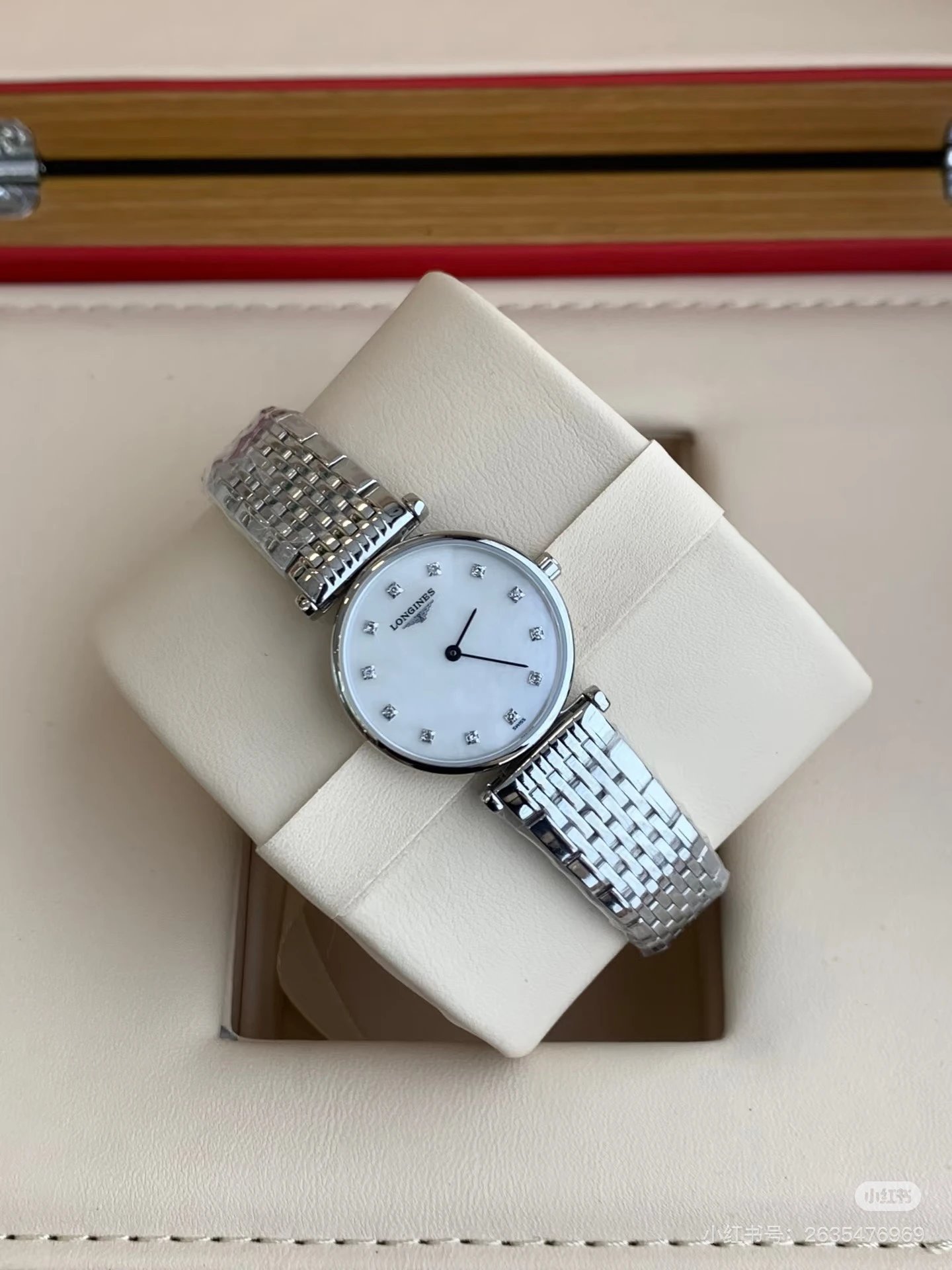 Longines horloge met witte wijzerplaat en zilverkleurige schakelband 24 mm variant C