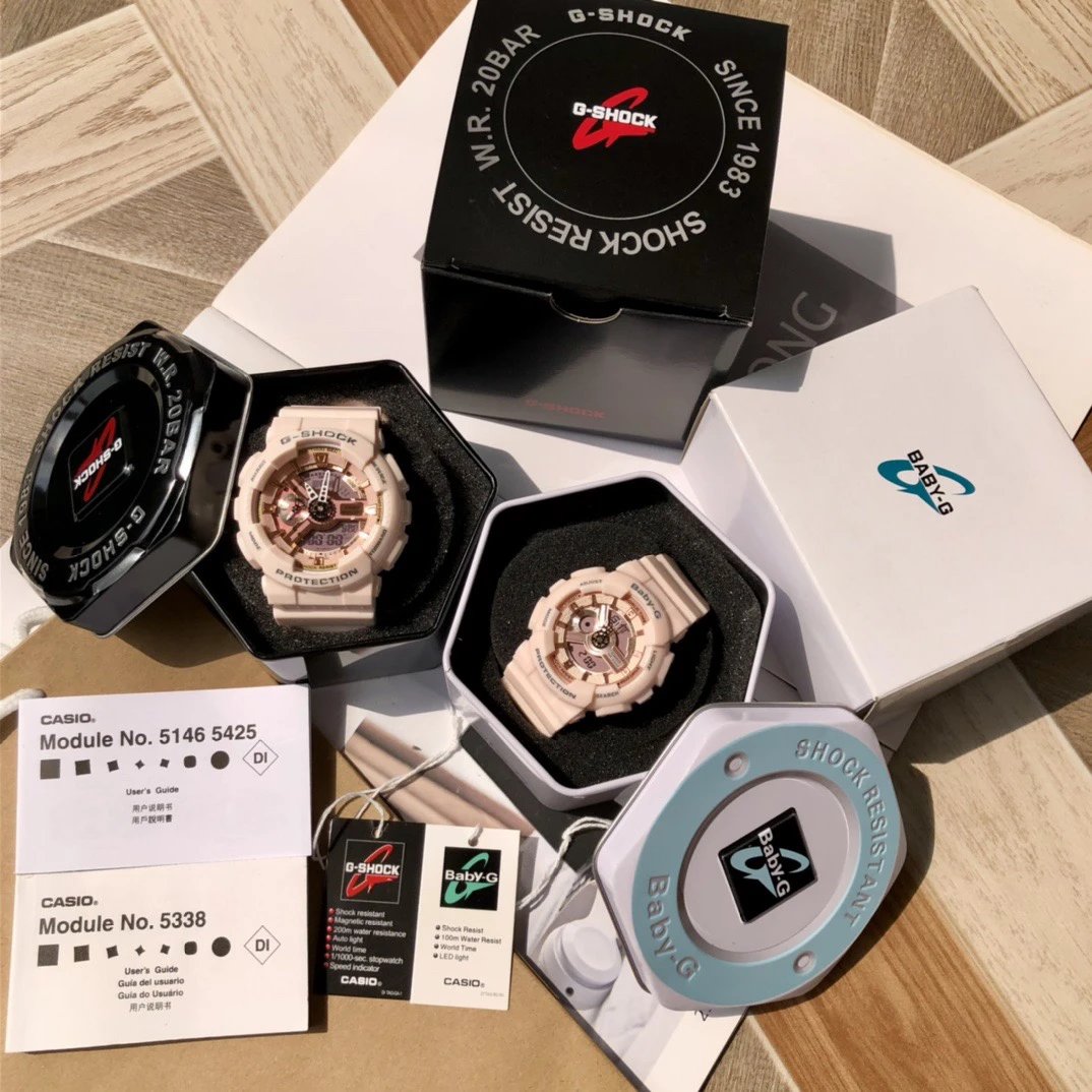 Casio G-Shock und Baby-G pinke Analog-Digital-Uhren