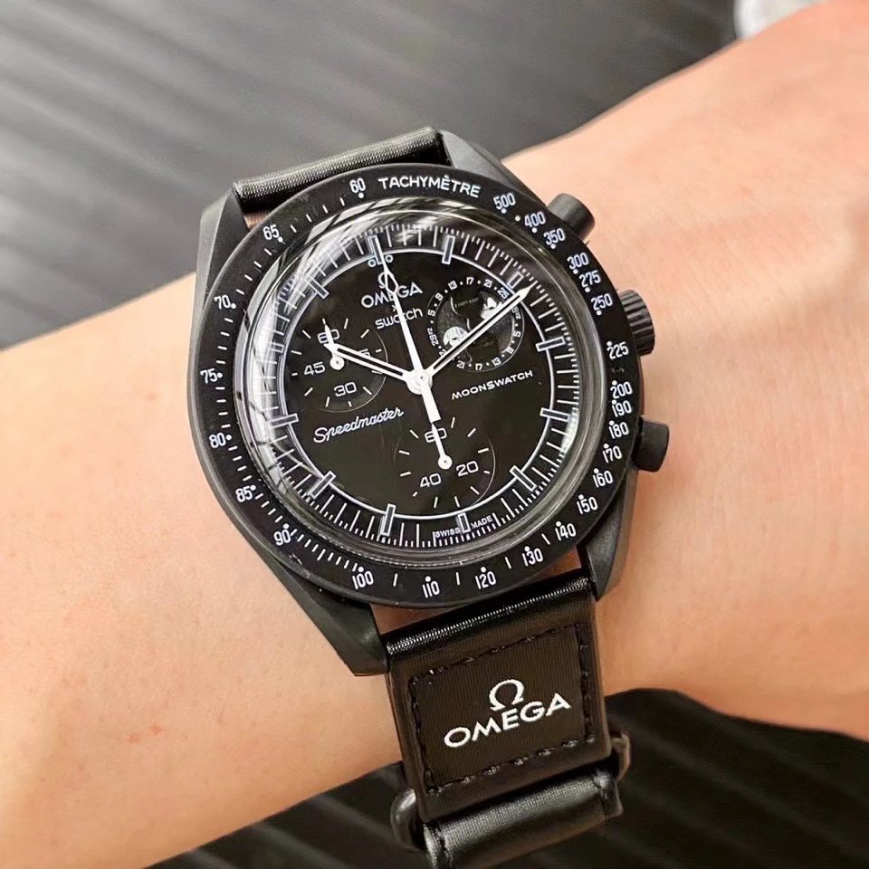 Omega Speedmaster MoonSwatch Chronograph Watch with Black Dial 42mm Variant B