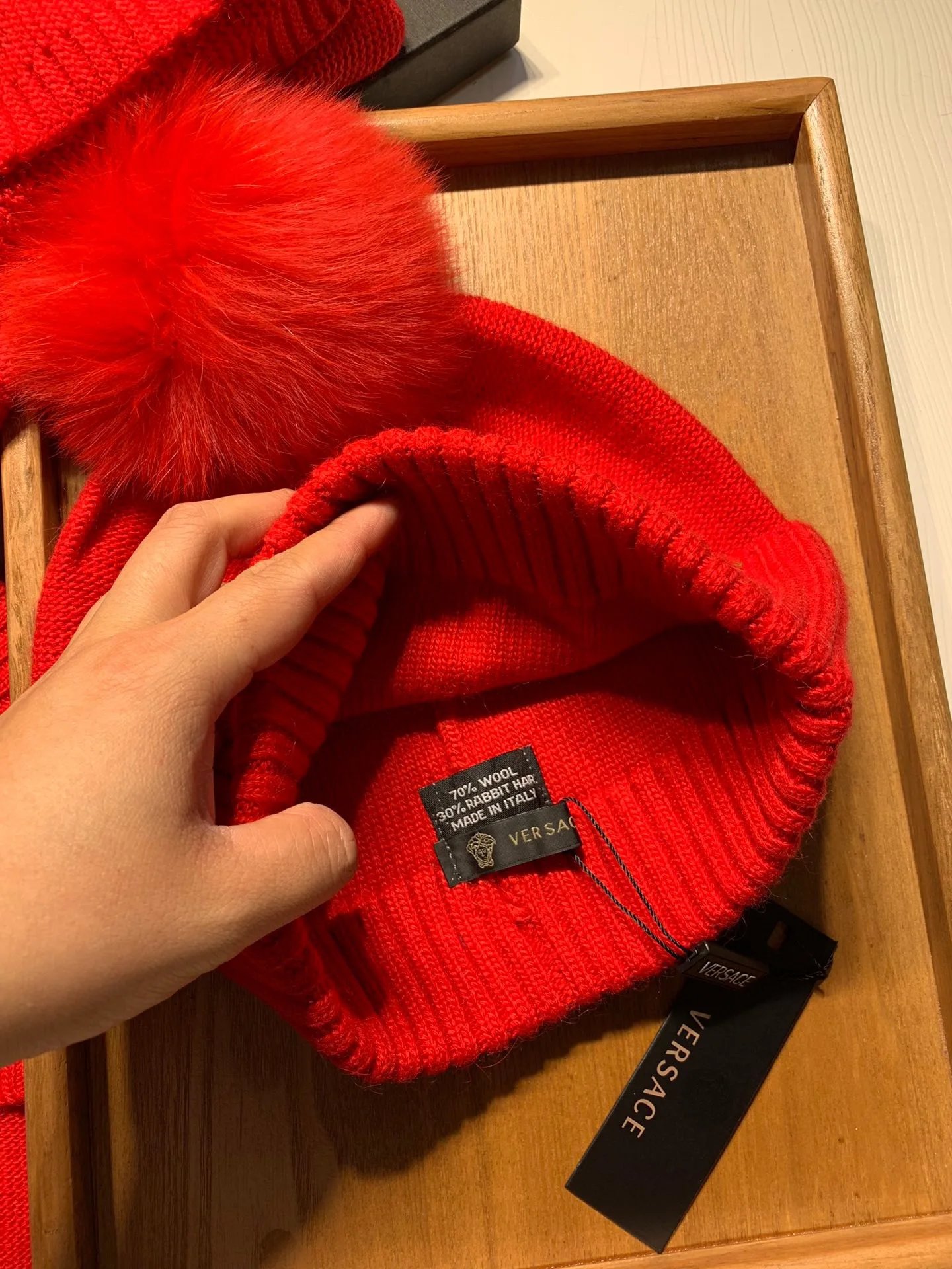 Versace Wool Rabbit Fur Scarf & Hat Set Ver.E — Photo 9