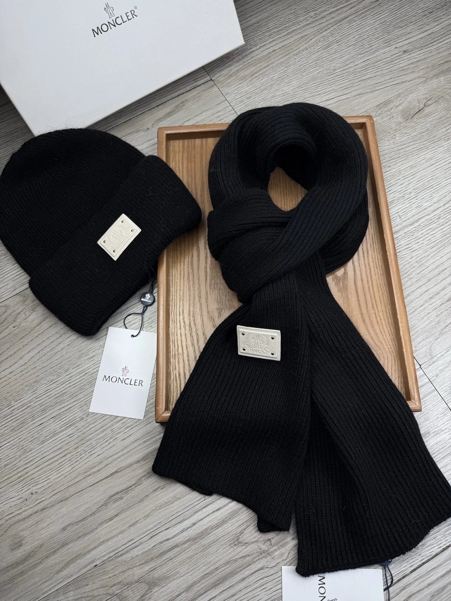 Moncler Wool Rabbit Fur Scarf & Hat Set Ver.A — QC