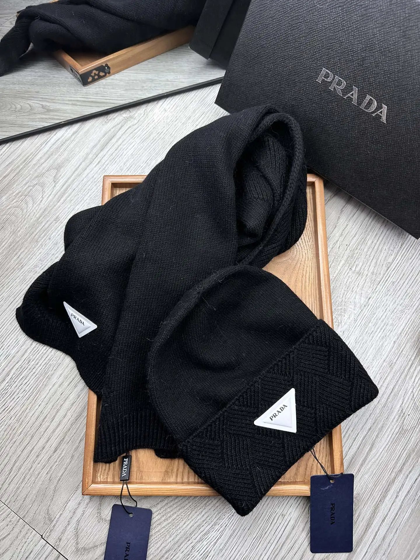Prada Wool Rabbit Fur Scarf & Hat Set Ver.A — Photo 9