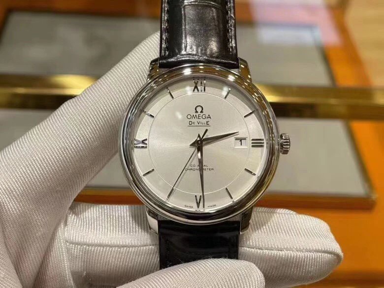Omega De Ville Co-Axial Chronometer Watch with Black Leather Strap