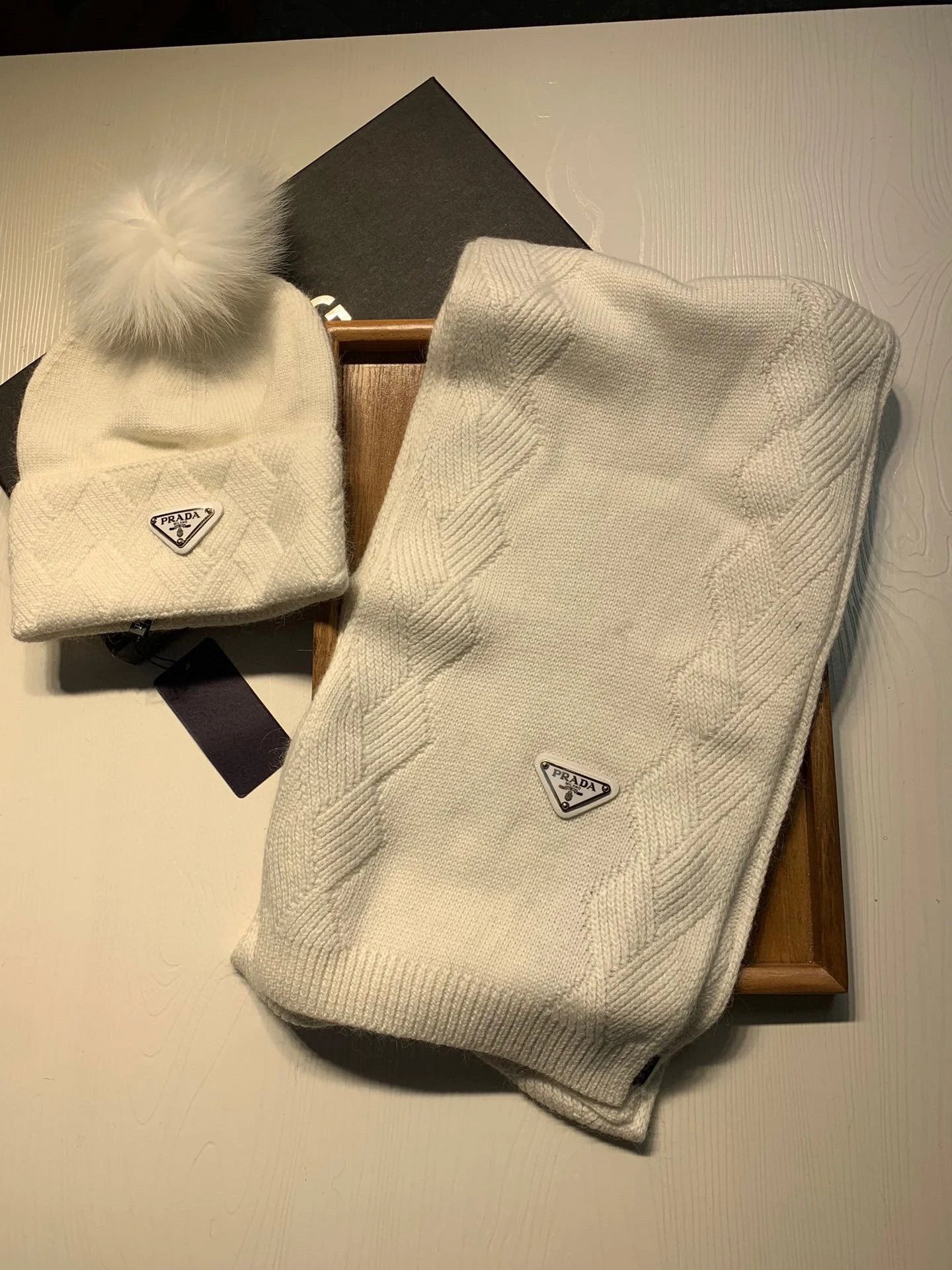 Prada Wool Rabbit Fur Scarf & Hat Set Ver.H — Photo 3