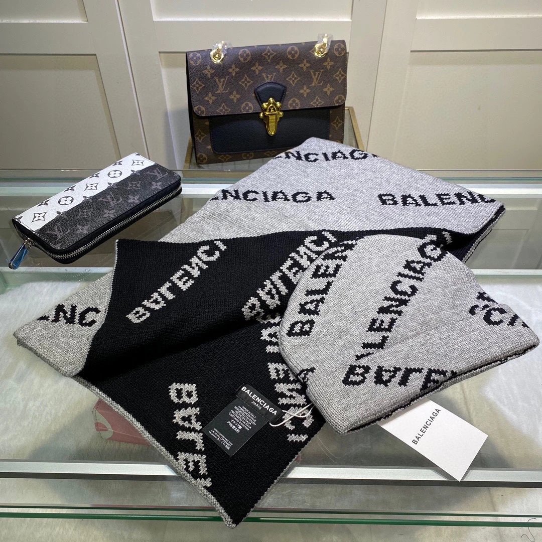 Balenciaga Wool Cashmere Scarf & Hat Set Ver.B — QC