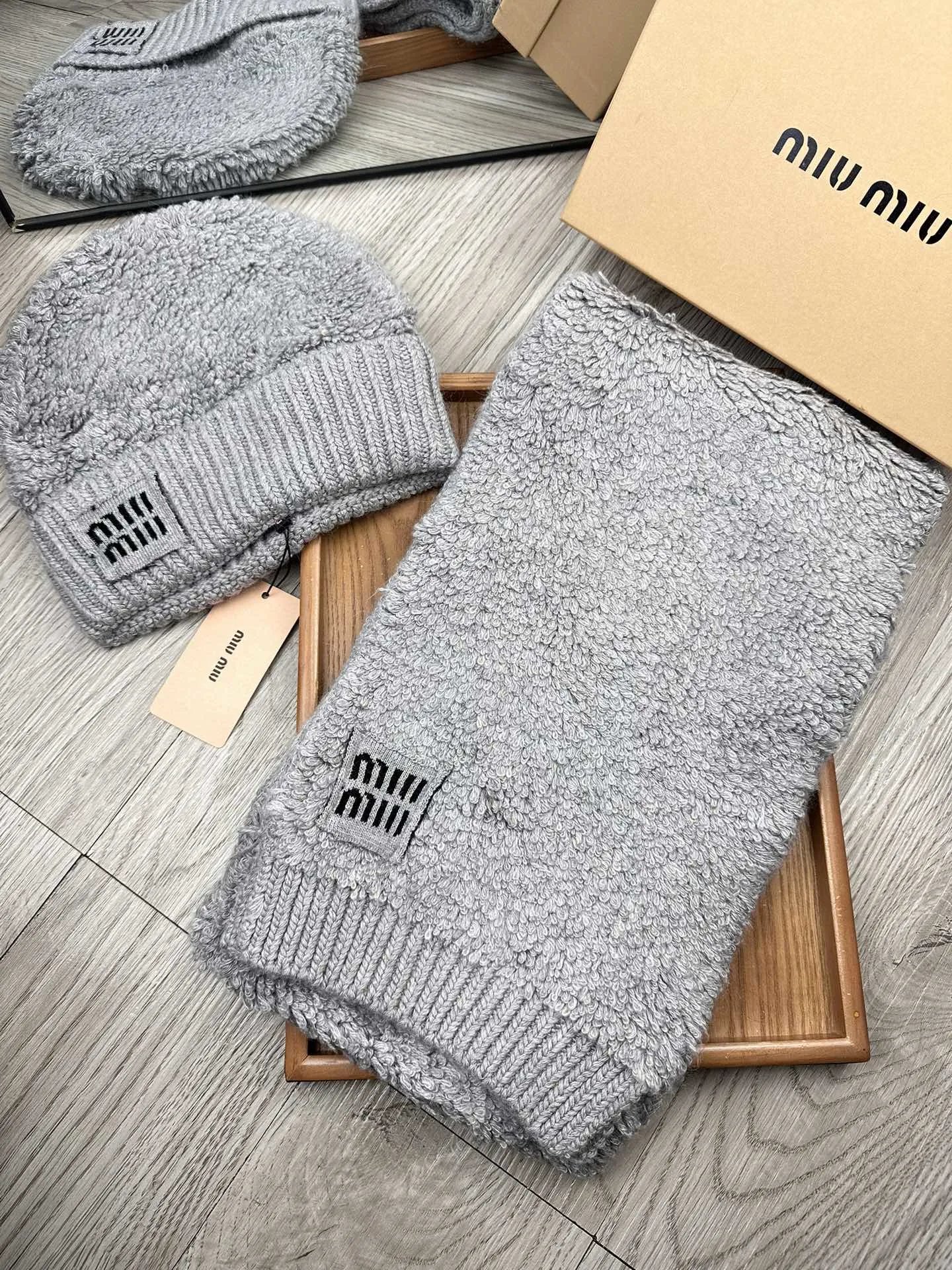 Miu Miu Wool Rabbit Fur Scarf & Hat Set Ver.E — QC